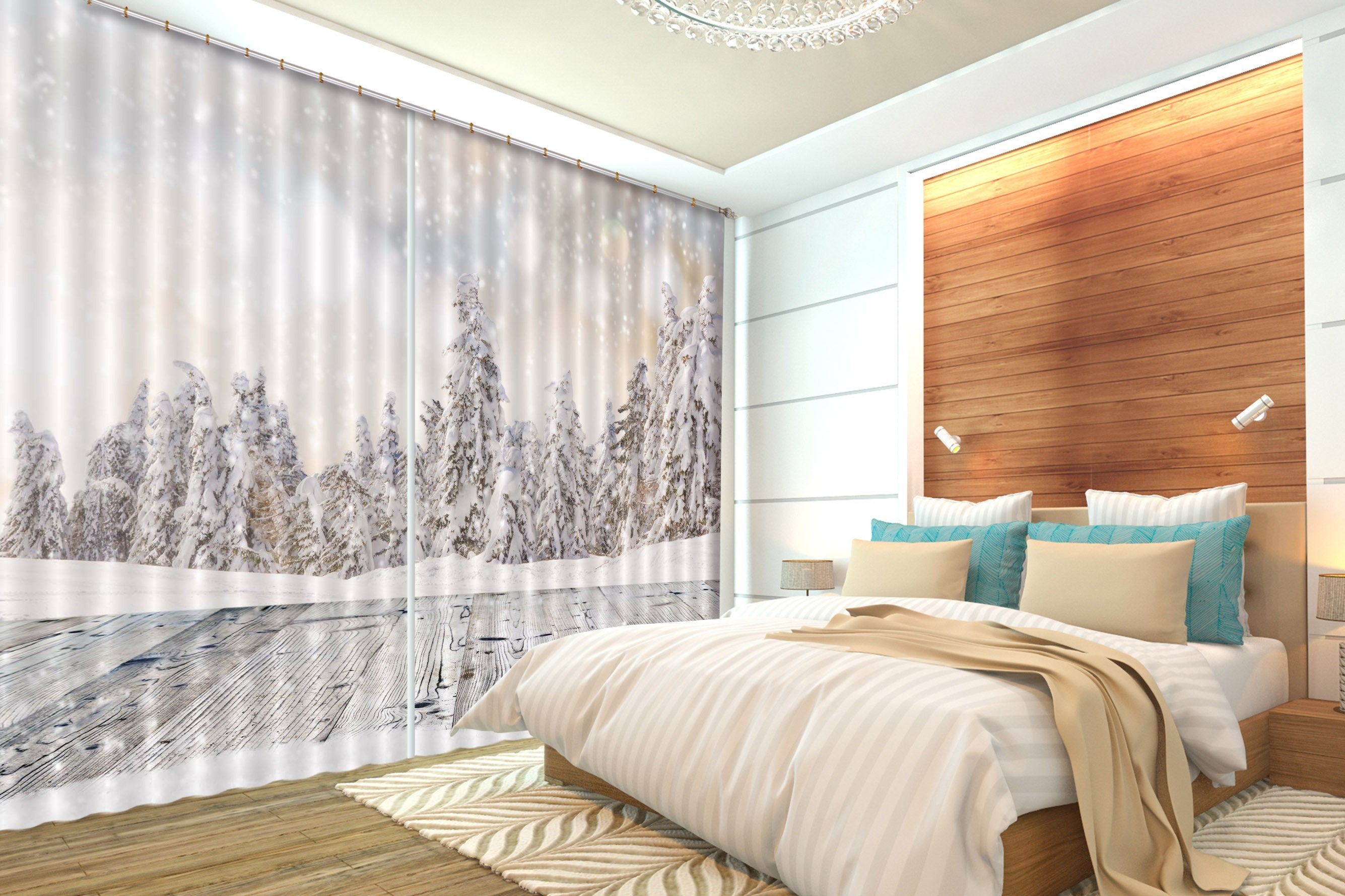 3D Snowing Forest 461 Curtains Drapes Wallpaper AJ Wallpaper 