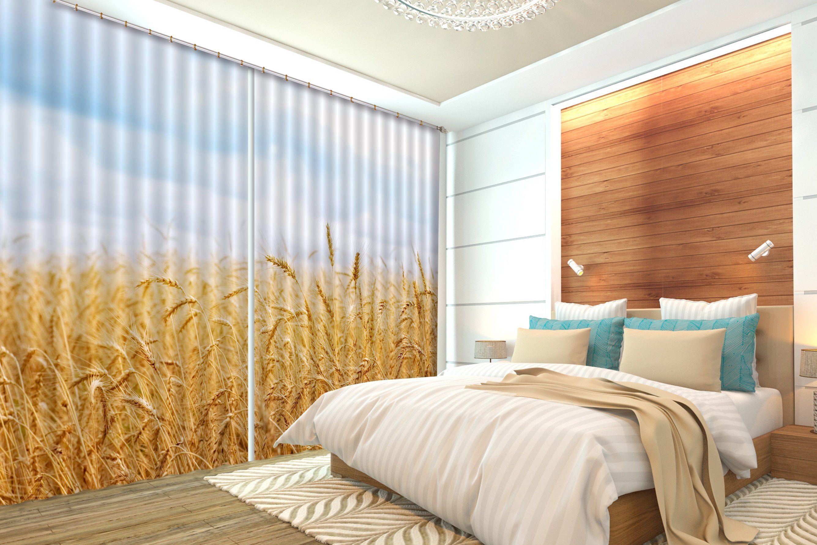 3D Wheat Field Scenery 235 Curtains Drapes Wallpaper AJ Wallpaper 