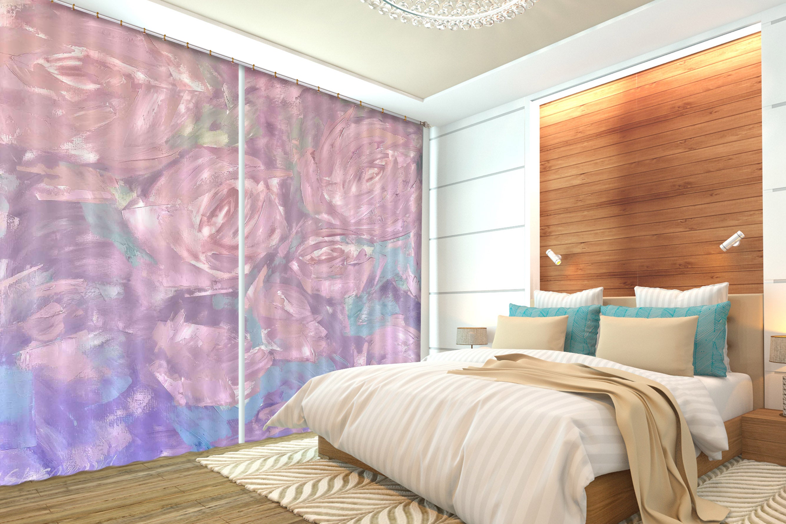 3D Pink Roses 3014 Skromova Marina Curtain Curtains Drapes
