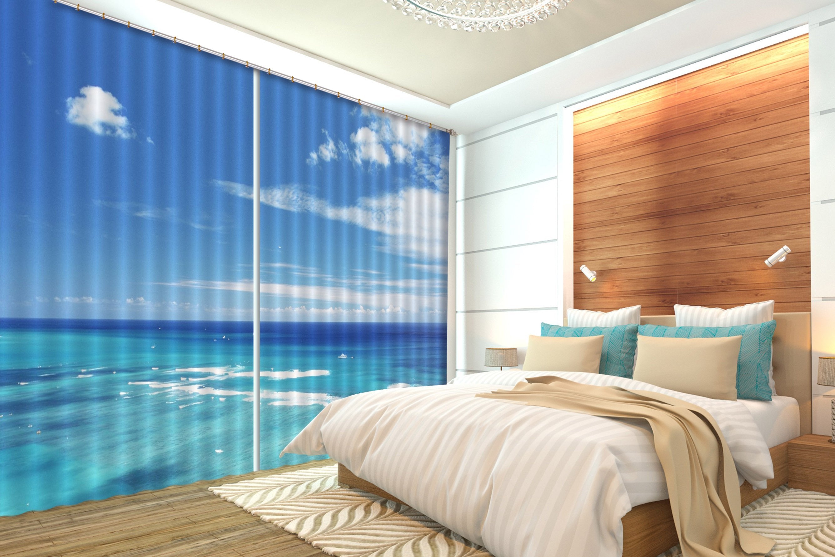 3D Vast Sea Scenery 449 Curtains Drapes Wallpaper AJ Wallpaper 