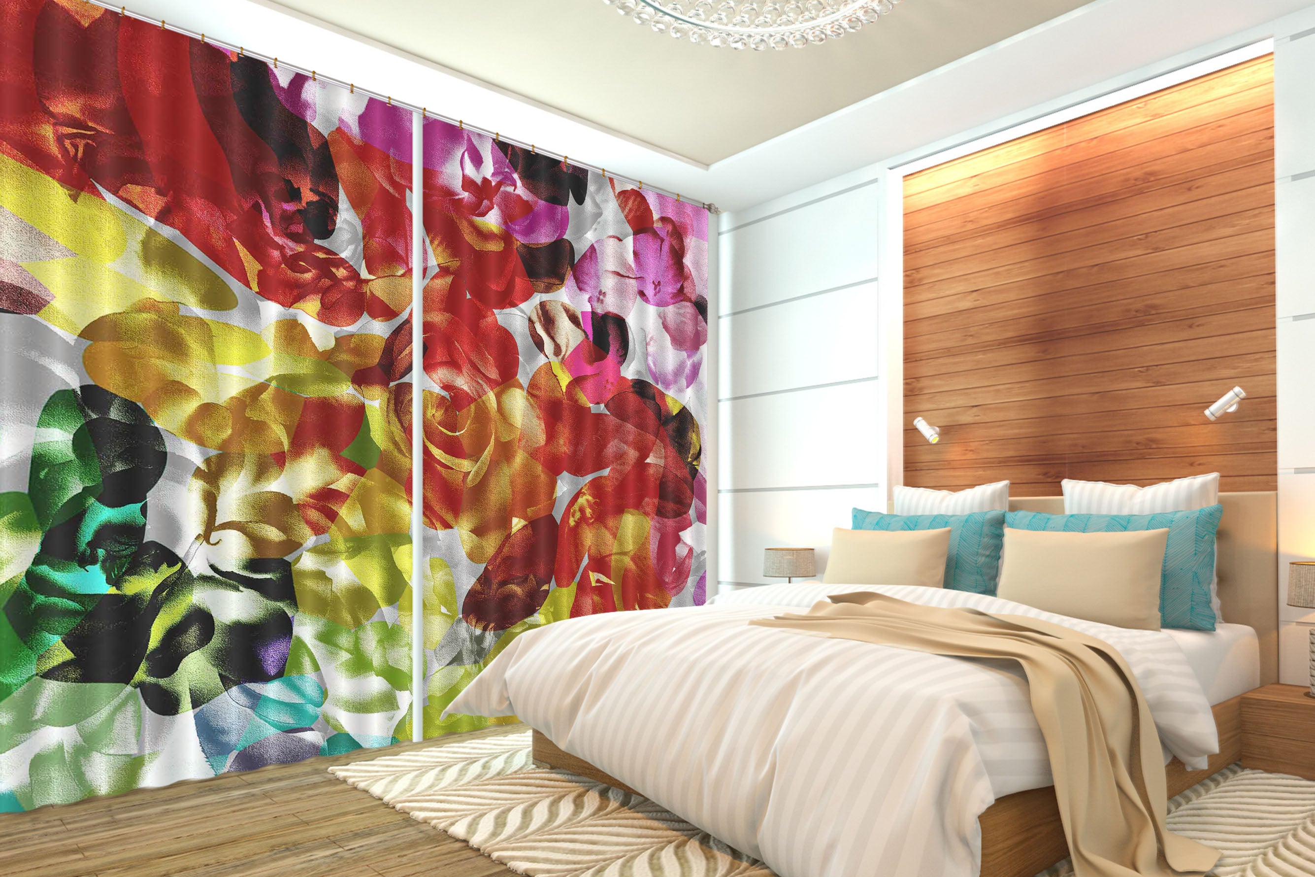 3D Colored Flowers 19173 Shandra Smith Curtain Curtains Drapes