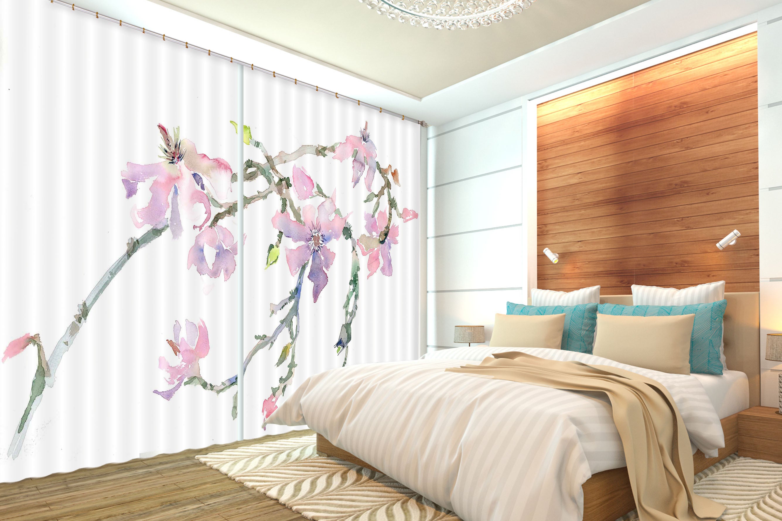 3D Peach Blossom 006 Anne Farrall Doyle Curtain Curtains Drapes