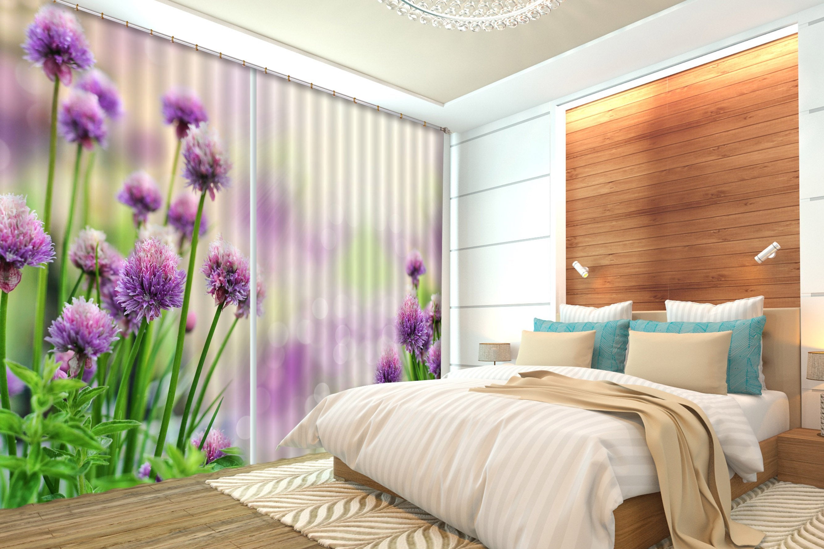 3D Bright Purple Flowers 143 Curtains Drapes Wallpaper AJ Wallpaper 