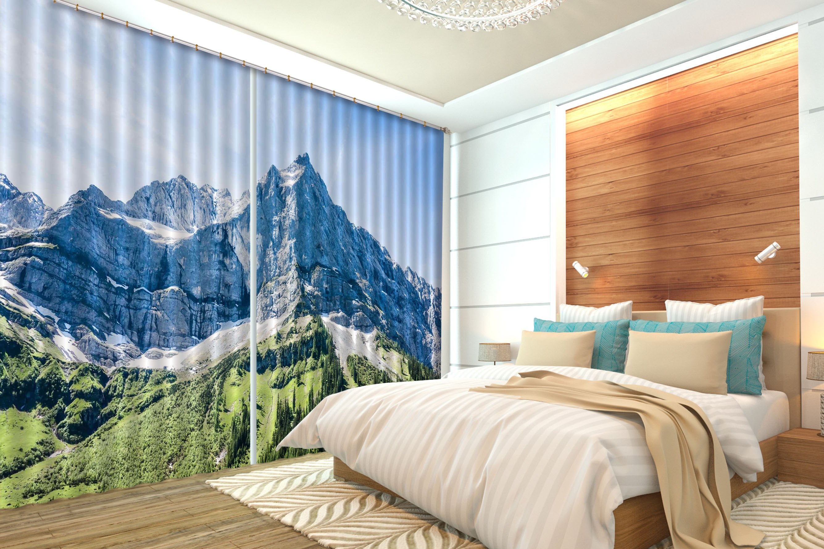 3D Stone Mountain Peaks 133 Curtains Drapes Wallpaper AJ Wallpaper 