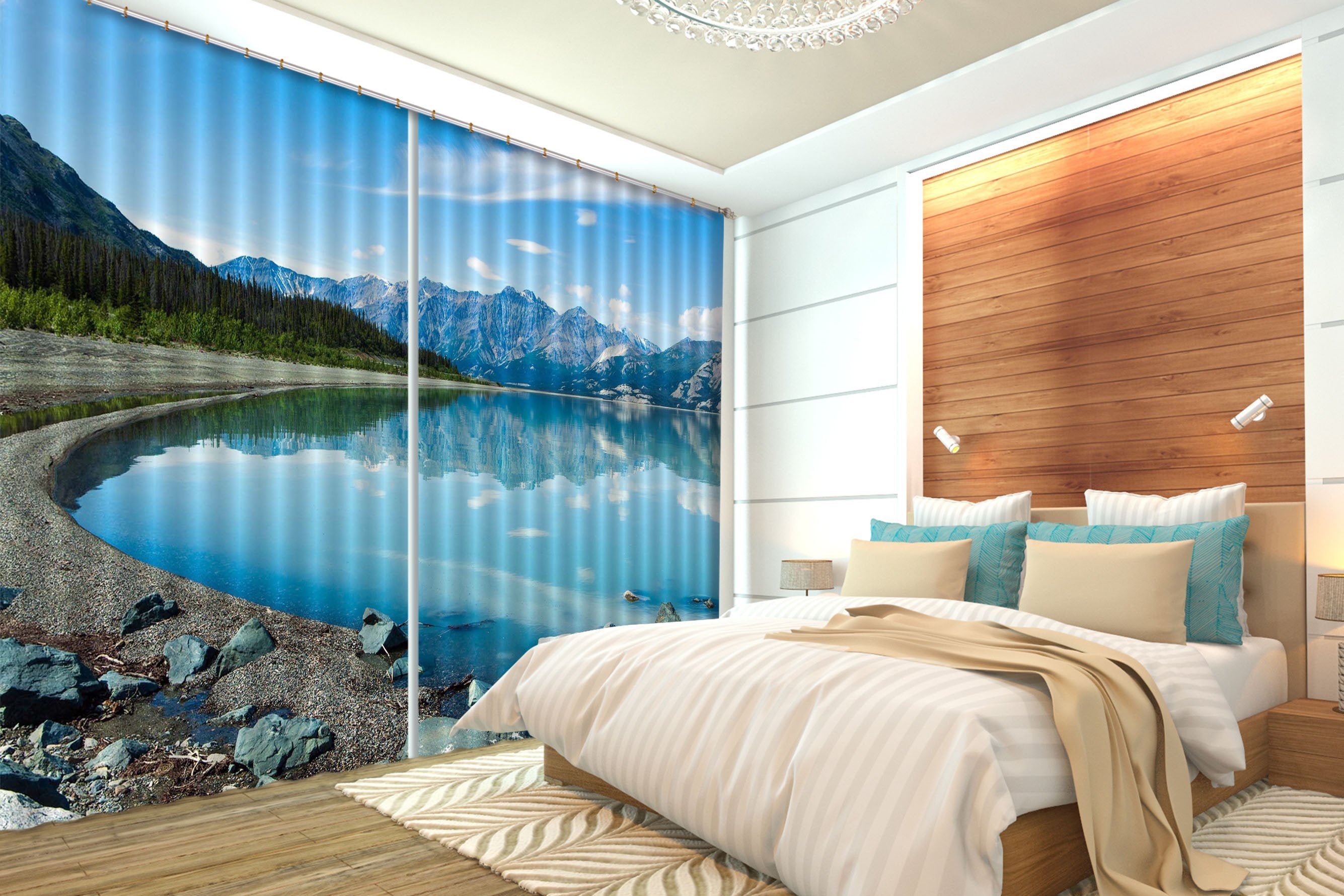 3D Pretty Lake View 28 Curtains Drapes Wallpaper AJ Wallpaper 
