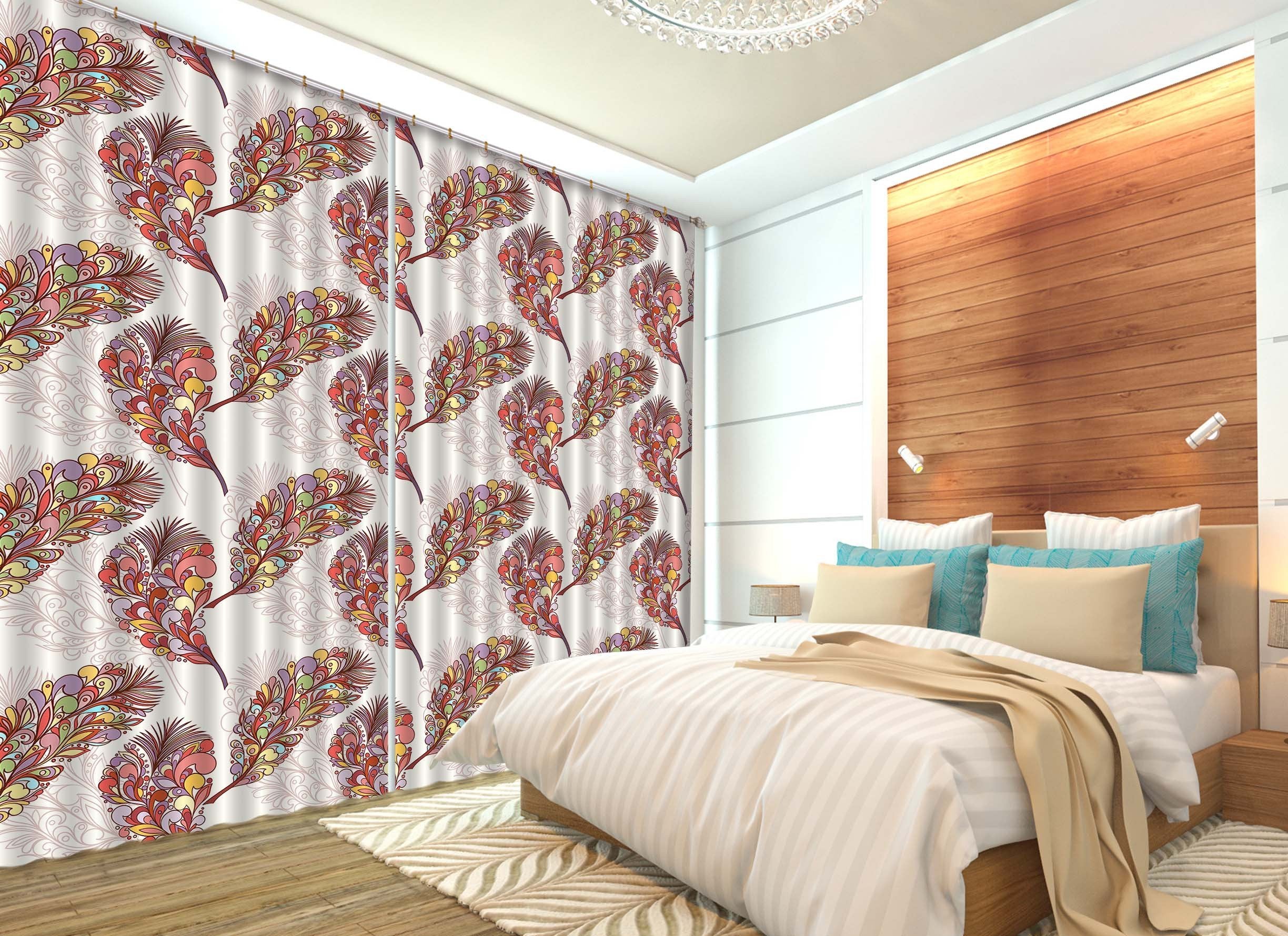 3D Color Feather Pattern 525 Curtains Drapes Wallpaper AJ Wallpaper 