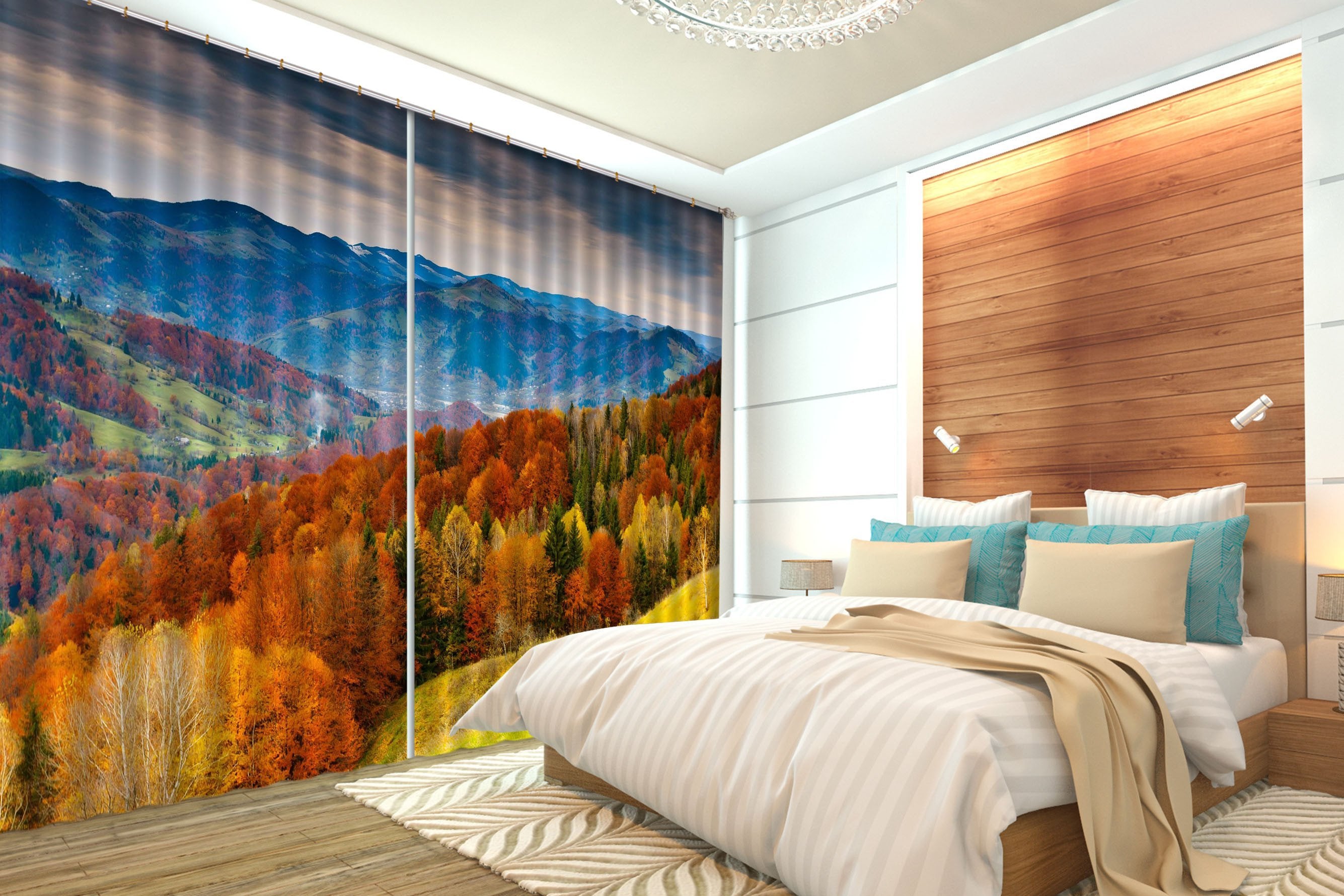 3D Mountains Color Forest 672 Curtains Drapes Wallpaper AJ Wallpaper 