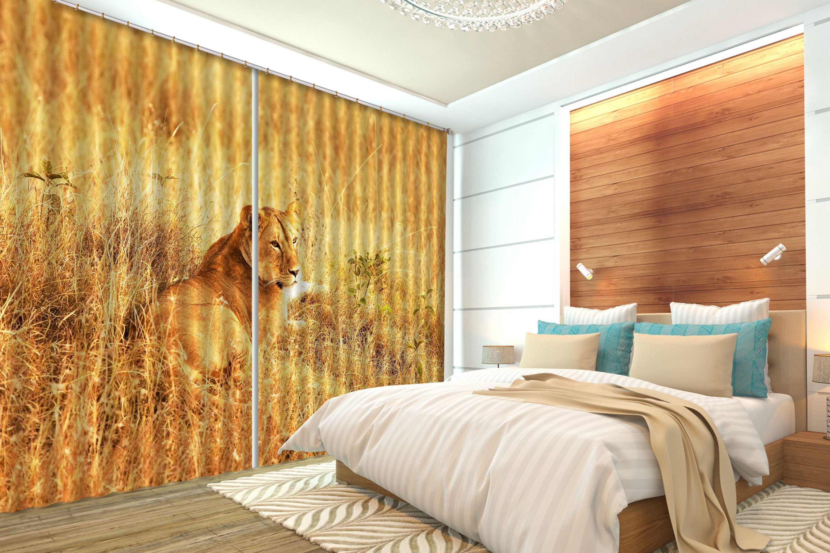 3D Wilderness Lion 107 Curtains Drapes Wallpaper AJ Wallpaper 