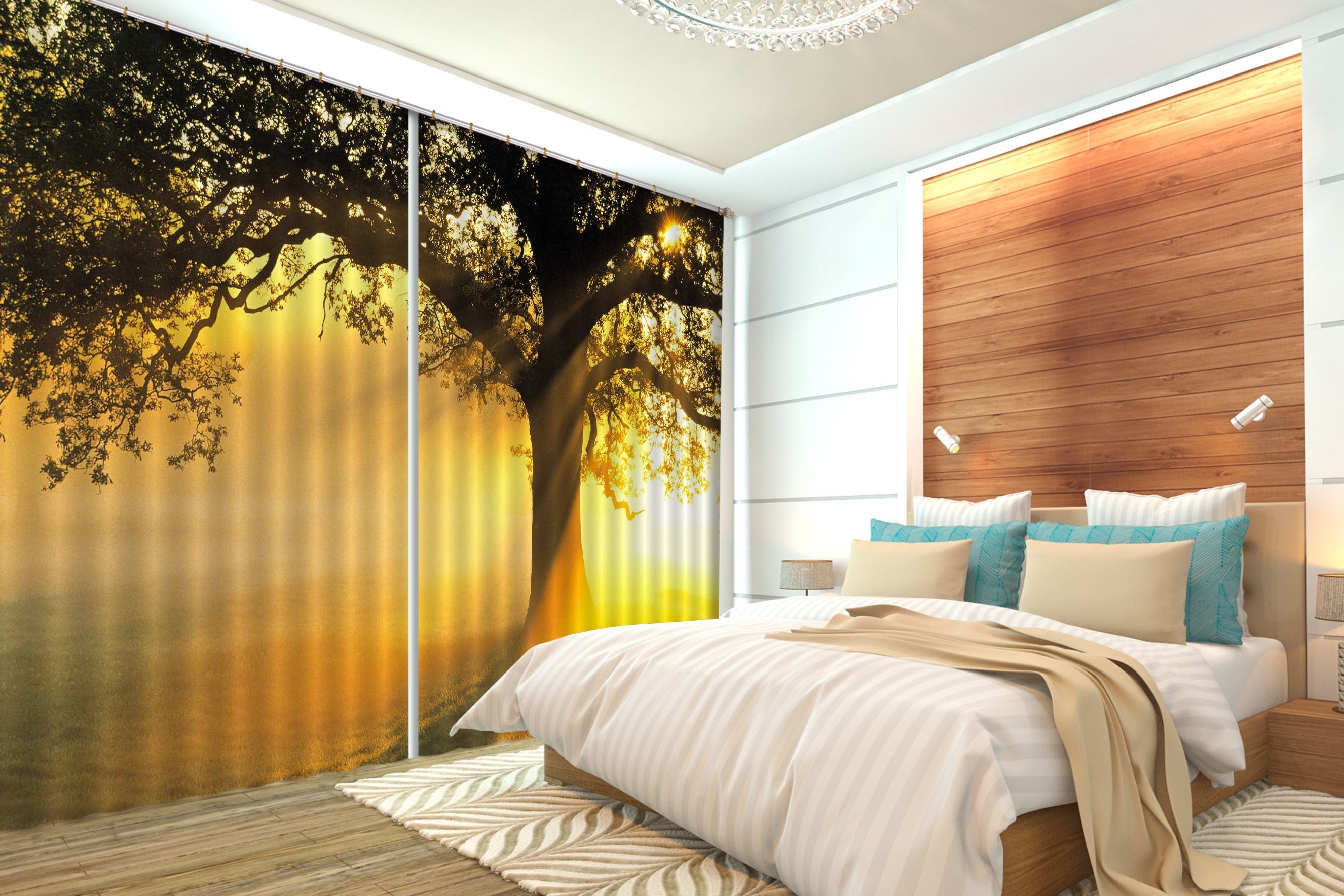 3D Tree Sunshine 312 Curtains Drapes Wallpaper AJ Wallpaper 
