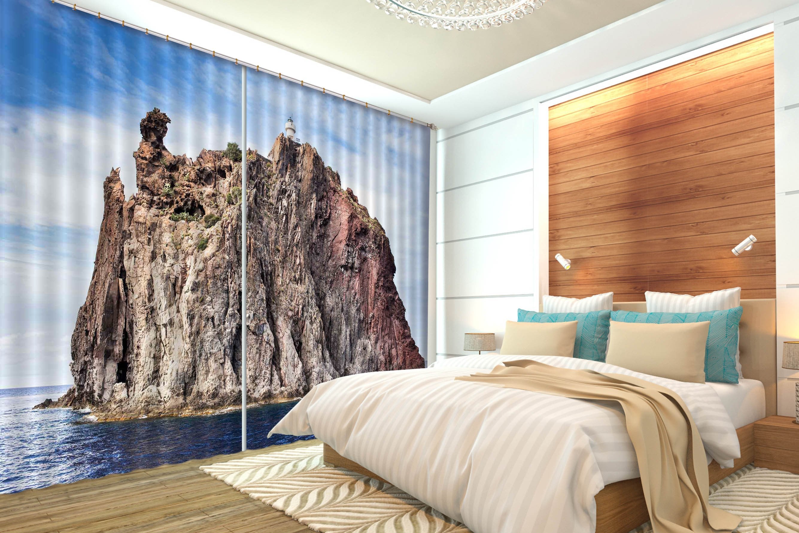 3D Sea Stone Island 577 Curtains Drapes Wallpaper AJ Wallpaper 