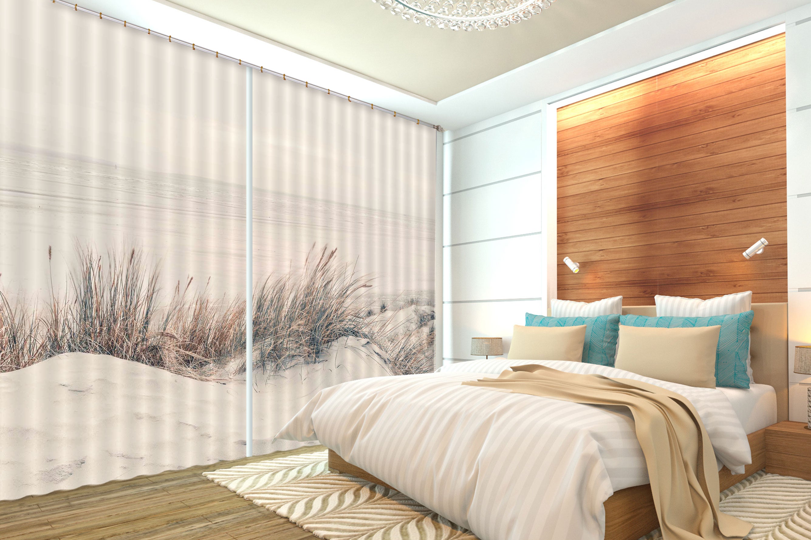 3D Sand Beach 095 Assaf Frank Curtain Curtains Drapes