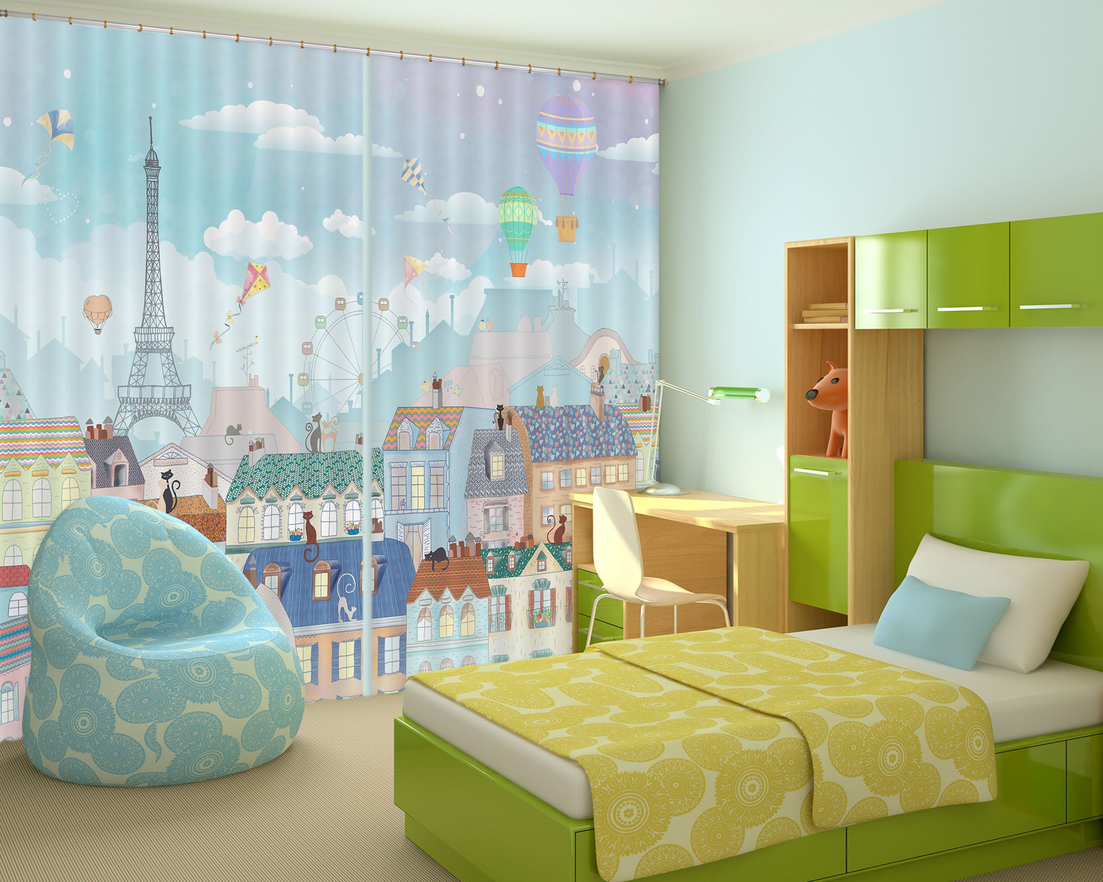 3D Color City 751 Curtains Drapes