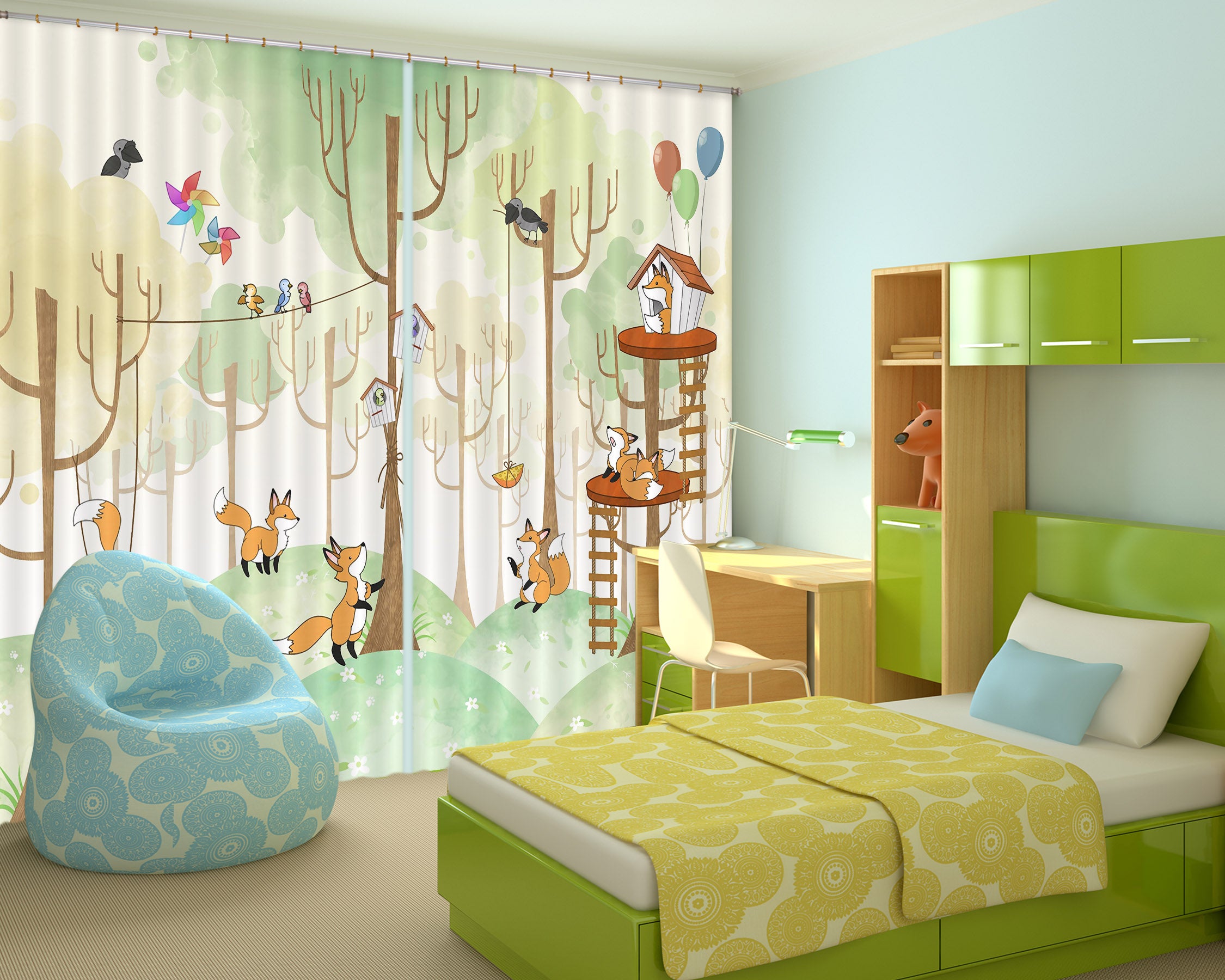 3D Forest Fawn 752 Curtains Drapes