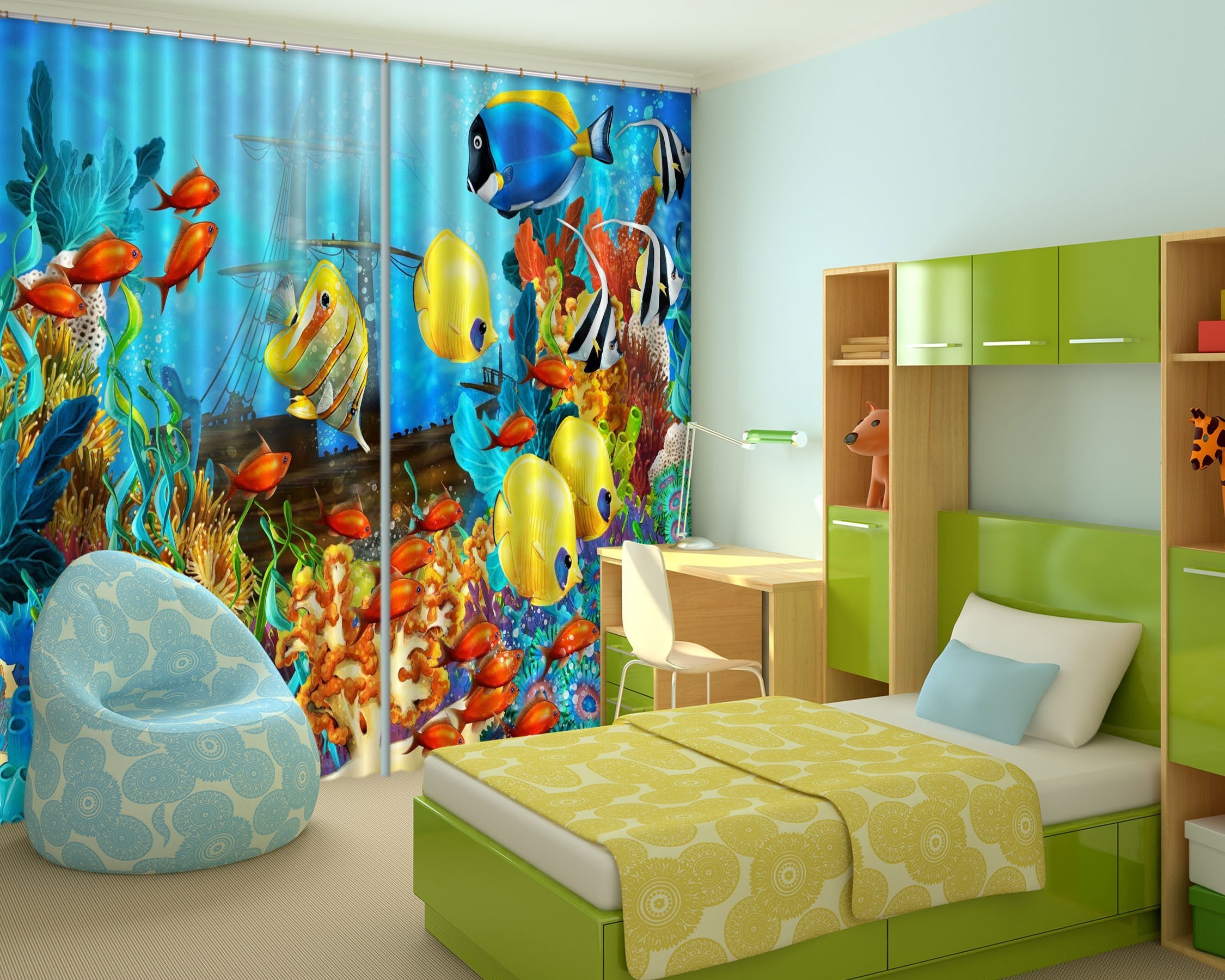 3D Bright Ocean World 509 Curtains Drapes Wallpaper AJ Wallpaper 