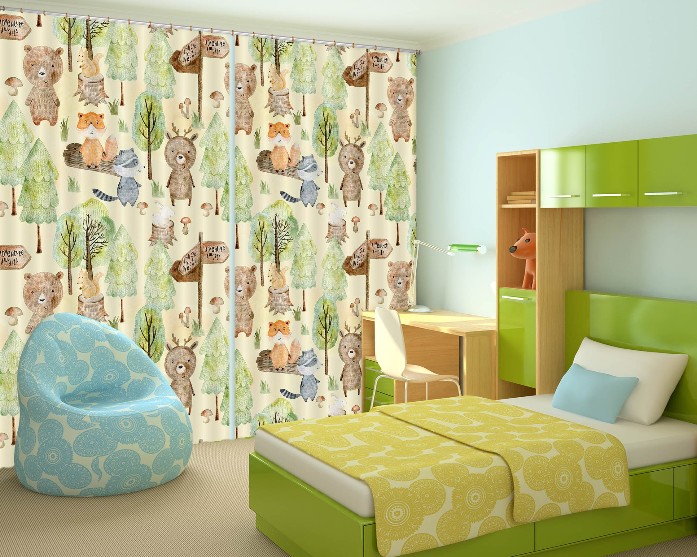 3D Squirrel Bear Fox 149 Uta Naumann Curtain Curtains Drapes