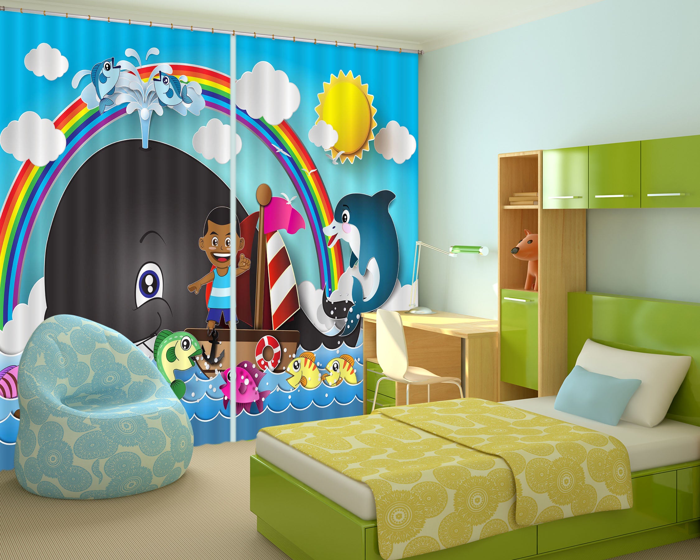 3D Rainbow Homes 715 Curtains Drapes