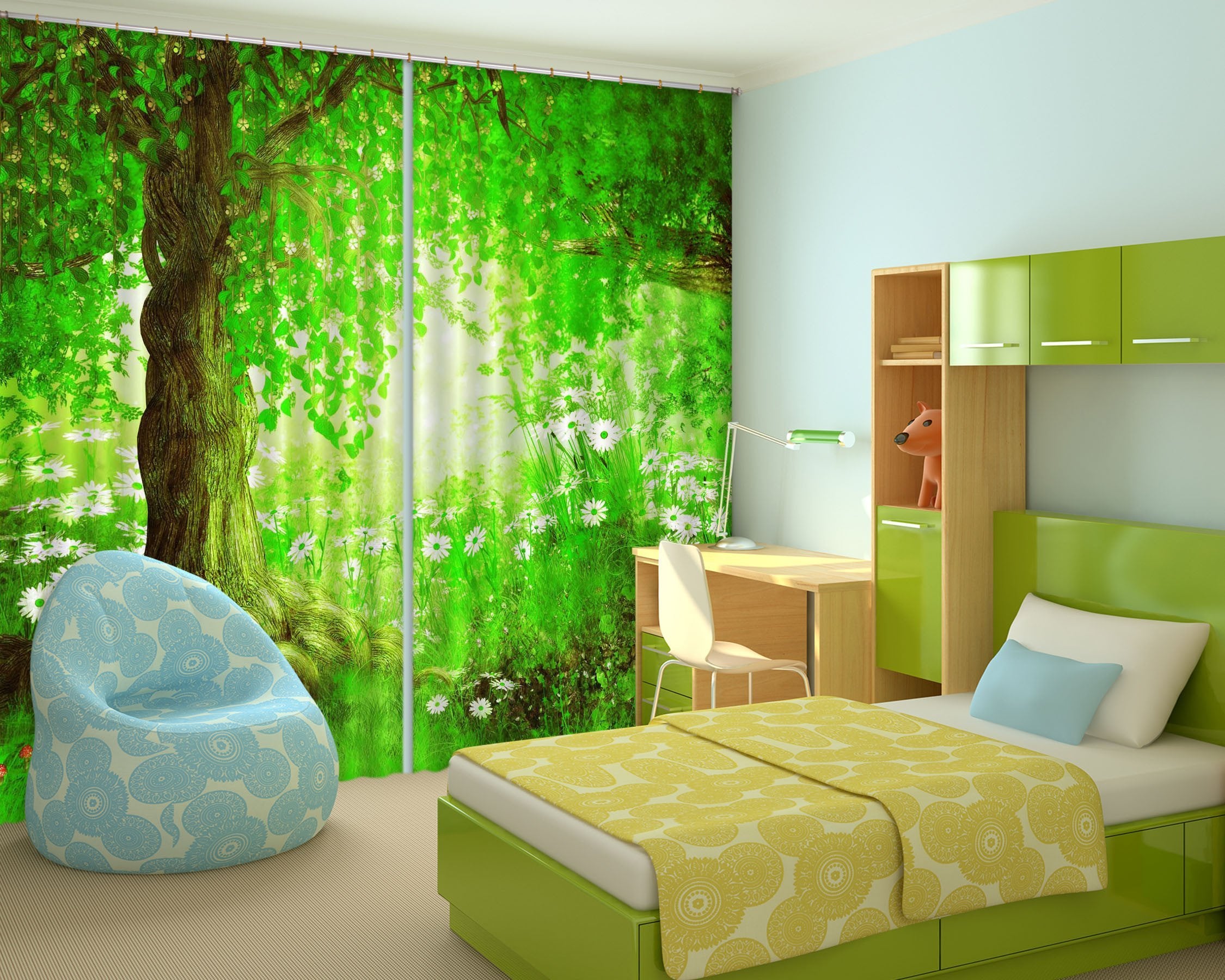 3D Pretty Flowers Tree 172 Curtains Drapes Wallpaper AJ Wallpaper 