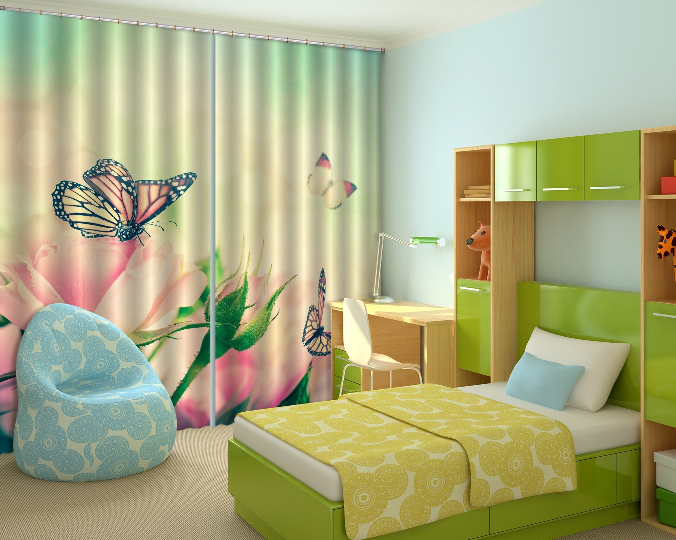 3D Pretty Flowers Butterflies 611 Curtains Drapes Wallpaper AJ Wallpaper 