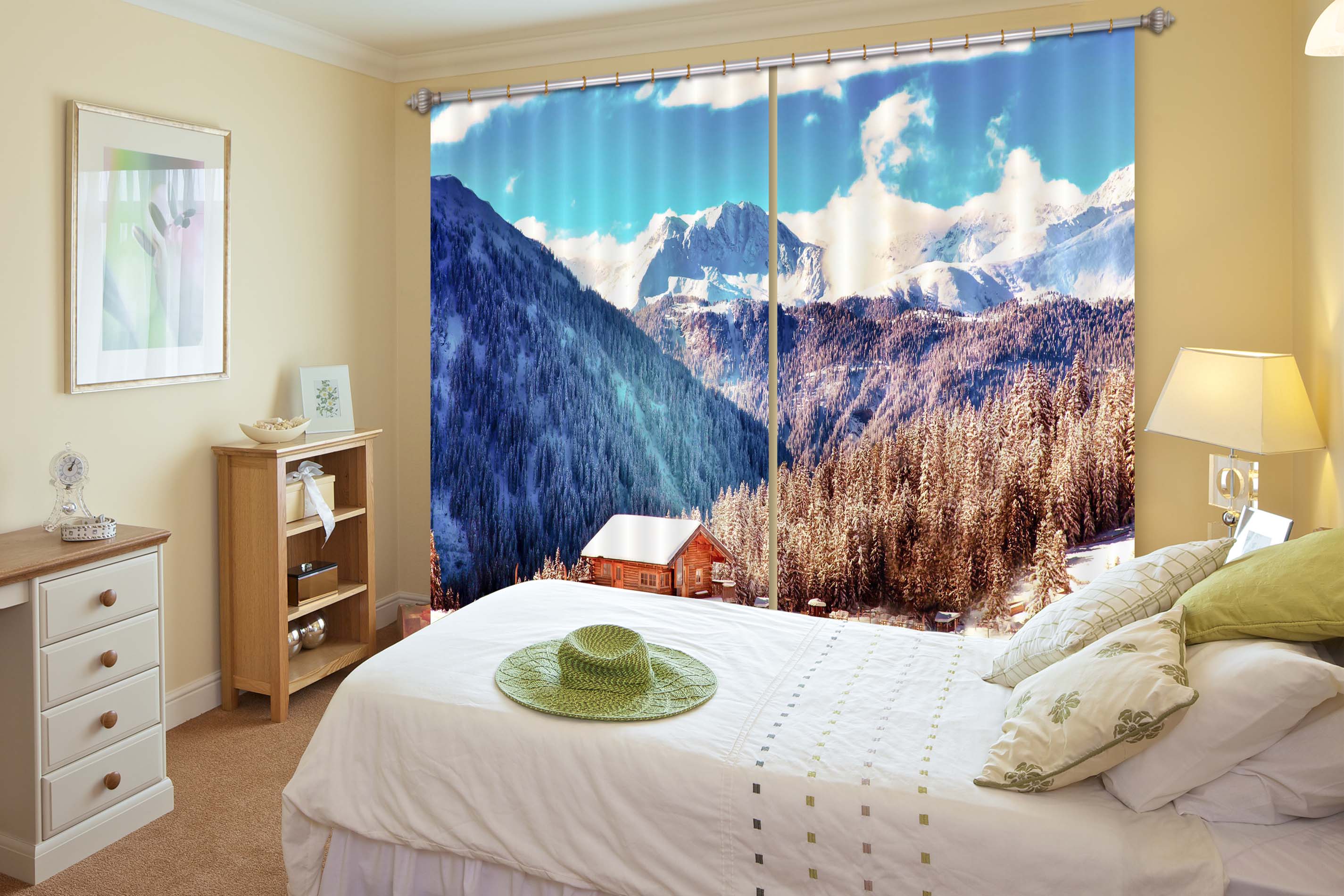 3D Snowy Mountains 797 Curtains Drapes