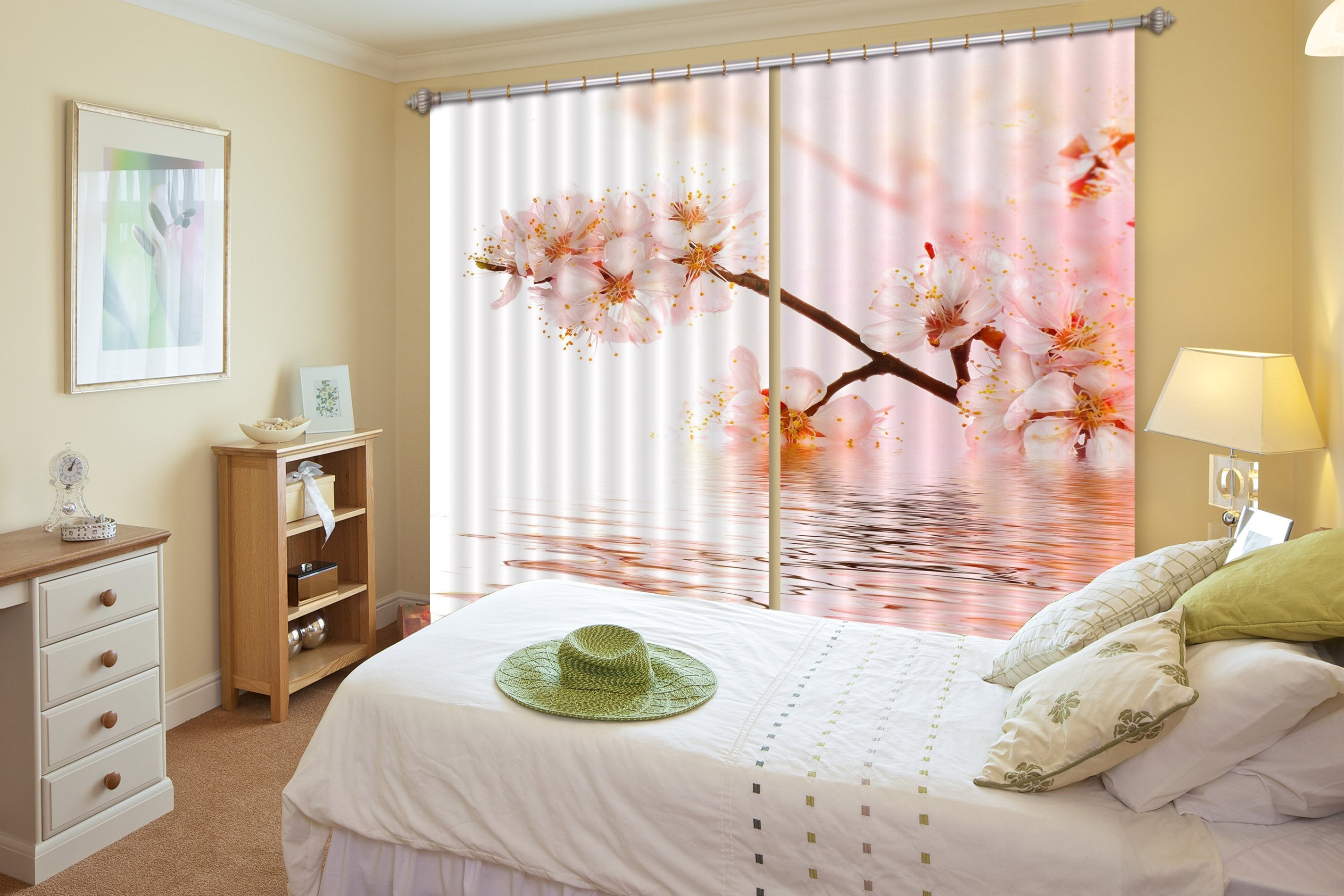 3D Fresh Peach Flowers 248 Curtains Drapes Wallpaper AJ Wallpaper 