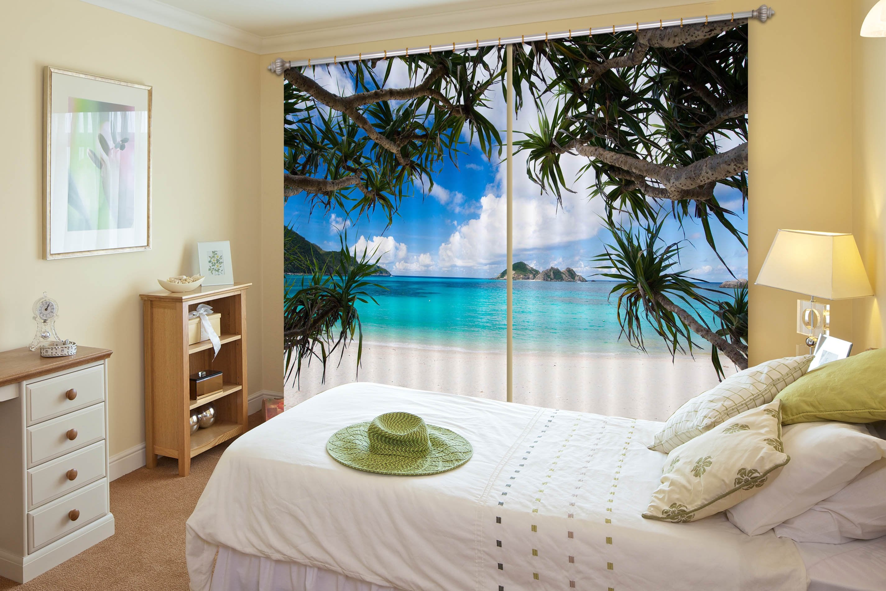 3D Beach Water 822 Curtains Drapes Wallpaper AJ Wallpaper 