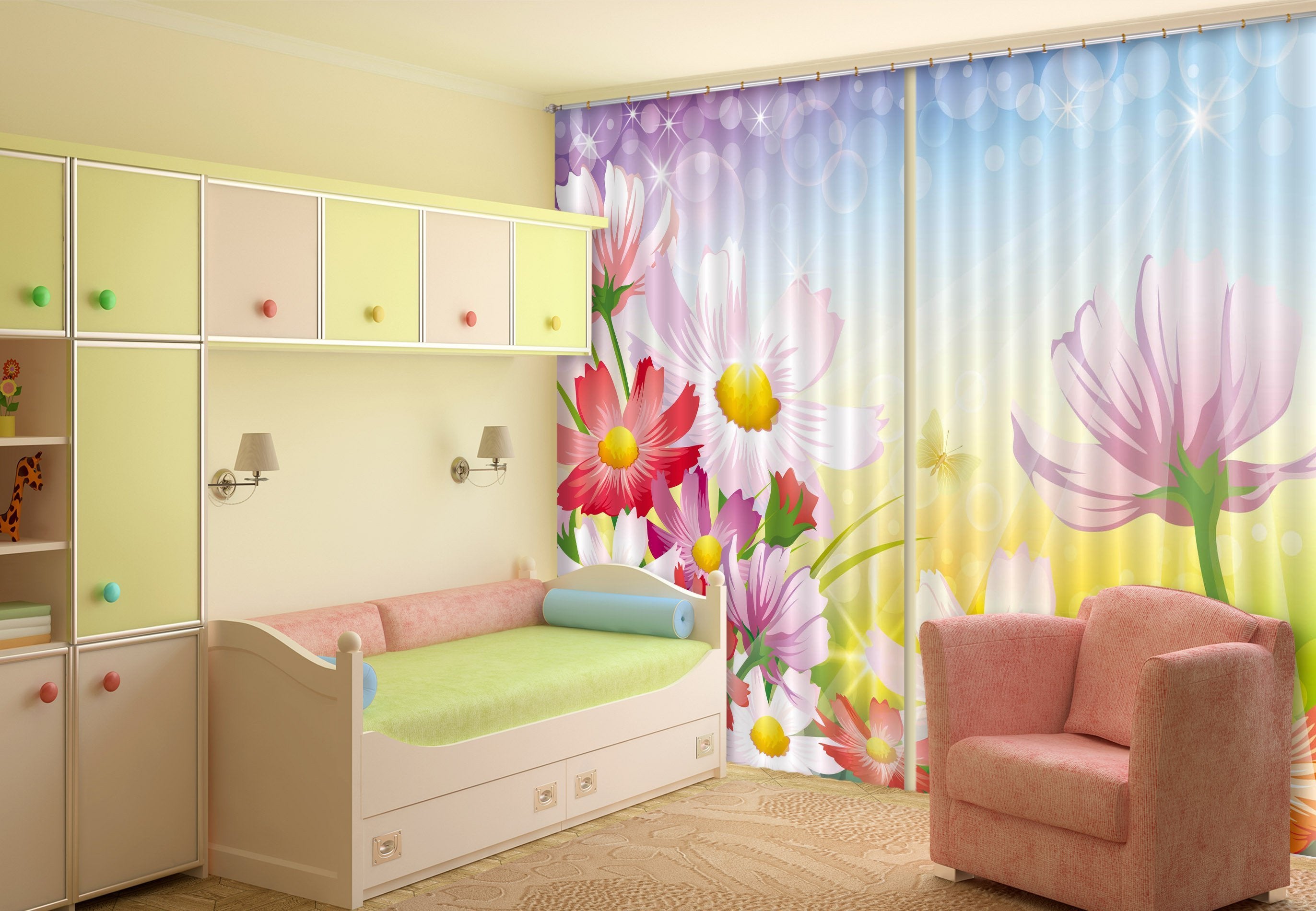 3D Color Flowers 268 Curtains Drapes Wallpaper AJ Wallpaper 