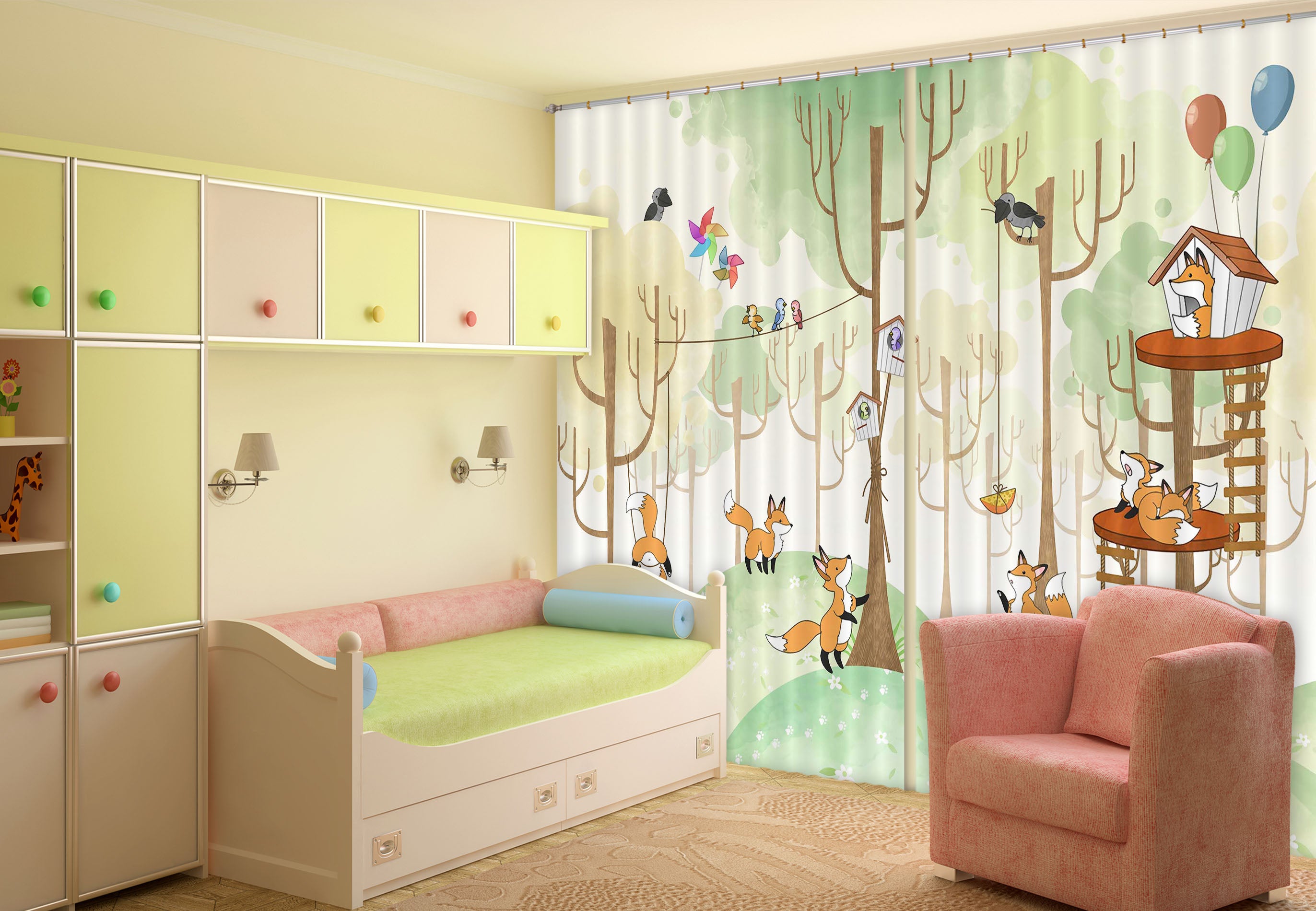 3D Forest Fawn 752 Curtains Drapes