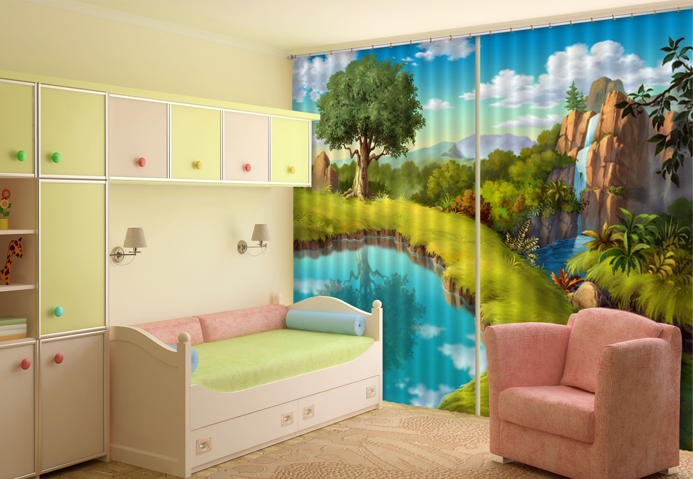 3D Lake Landscape 362 Curtains Drapes Wallpaper AJ Wallpaper 