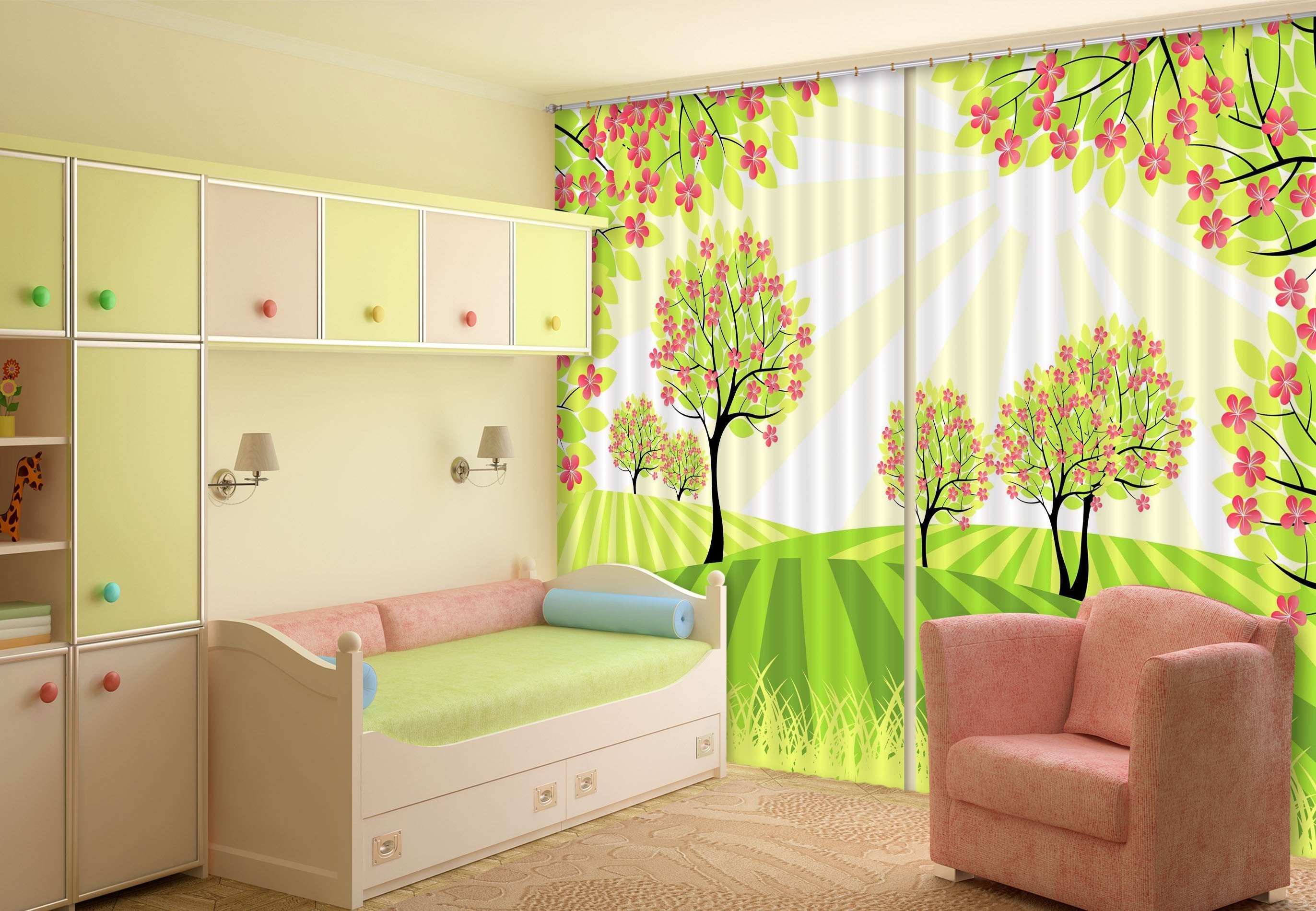3D Flowers Trees Pattern 260 Curtains Drapes Wallpaper AJ Wallpaper 