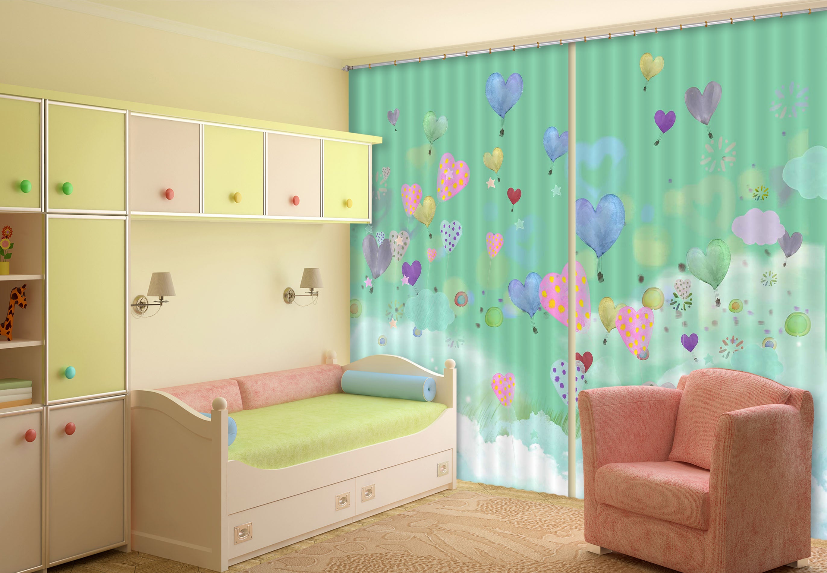 3D Colorful Balloons 727 Curtains Drapes