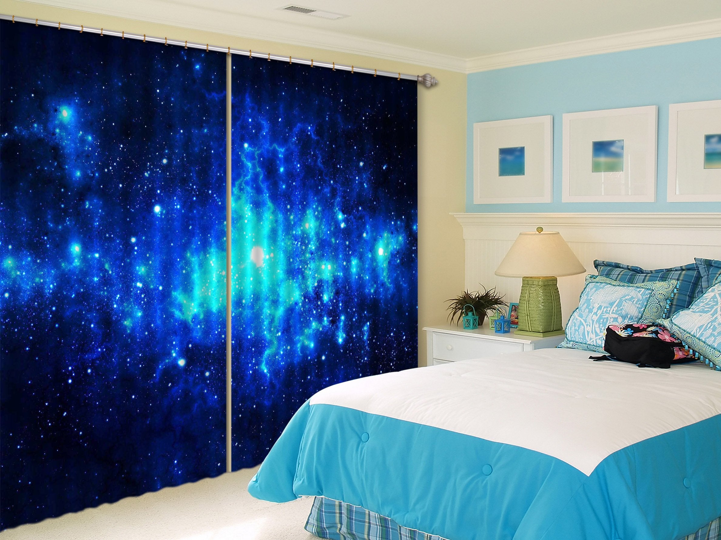 3D Shiny Stars Sky 2319 Curtains Drapes Wallpaper AJ Wallpaper 