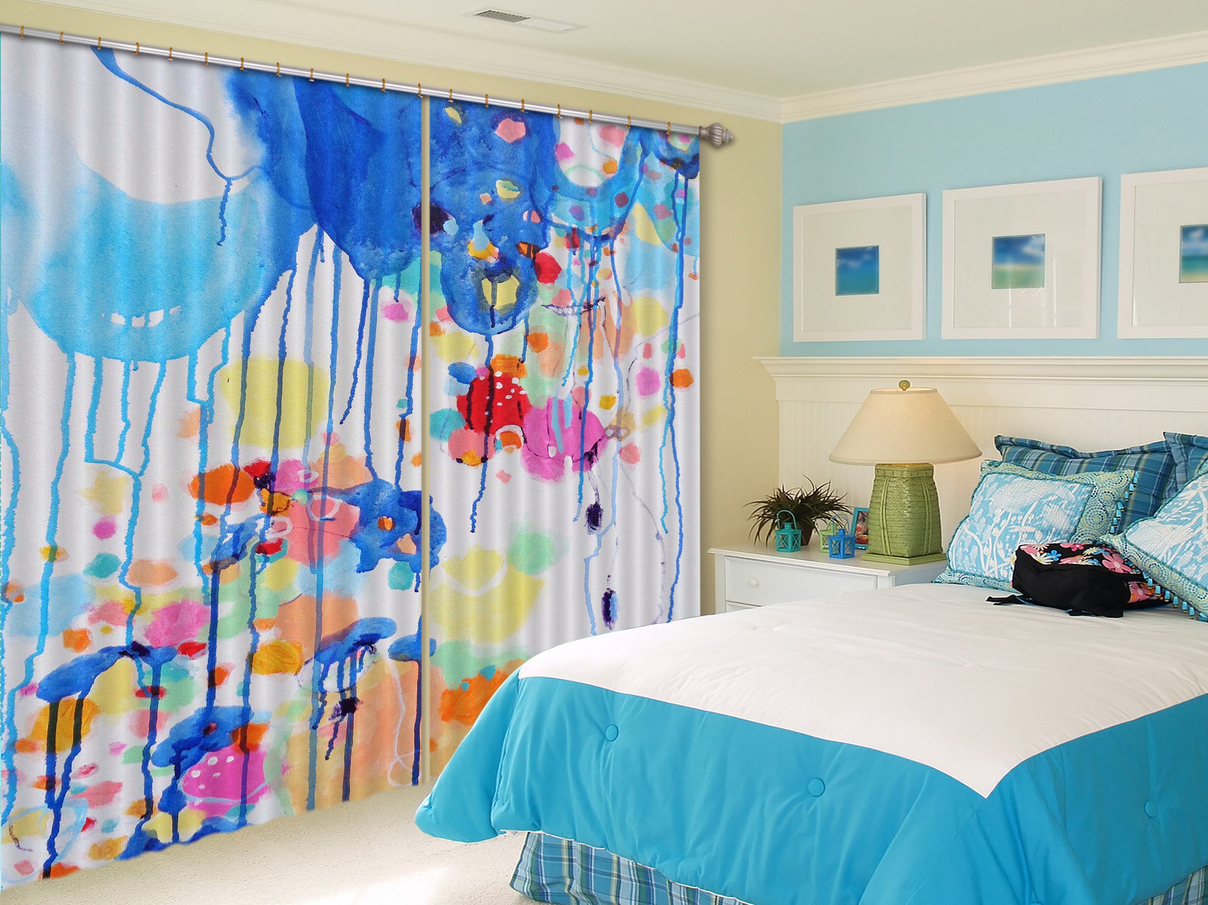 3D Watercolor Petals 2421 Misako Chida Curtain Curtains Drapes