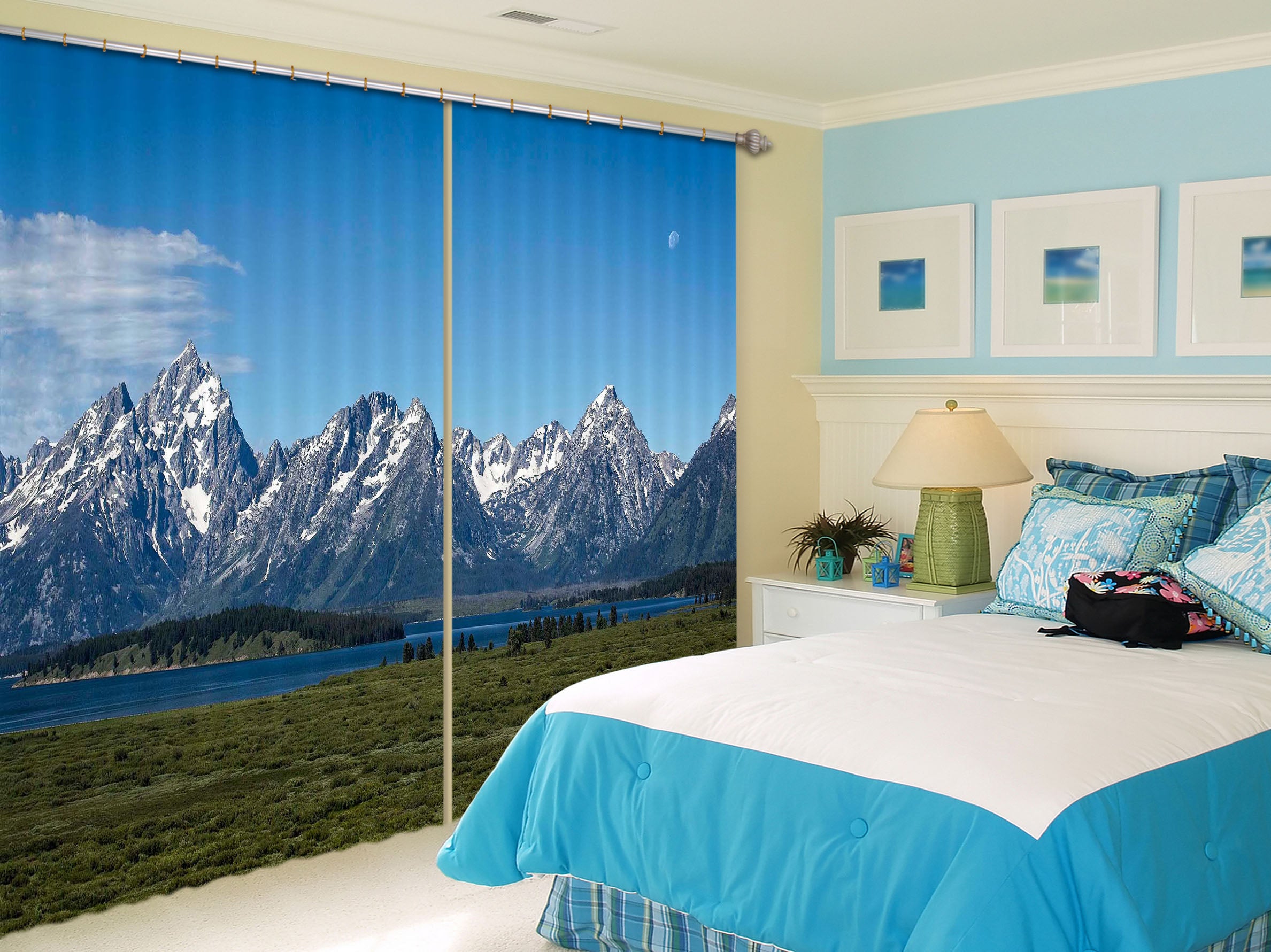 3D Distant Mountains 061 Kathy Barefield Curtain Curtains Drapes