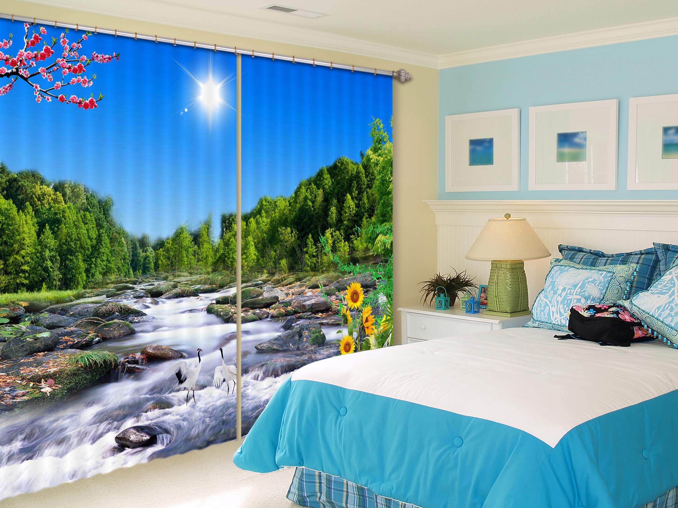3D Canyon Stream 820 Curtains Drapes