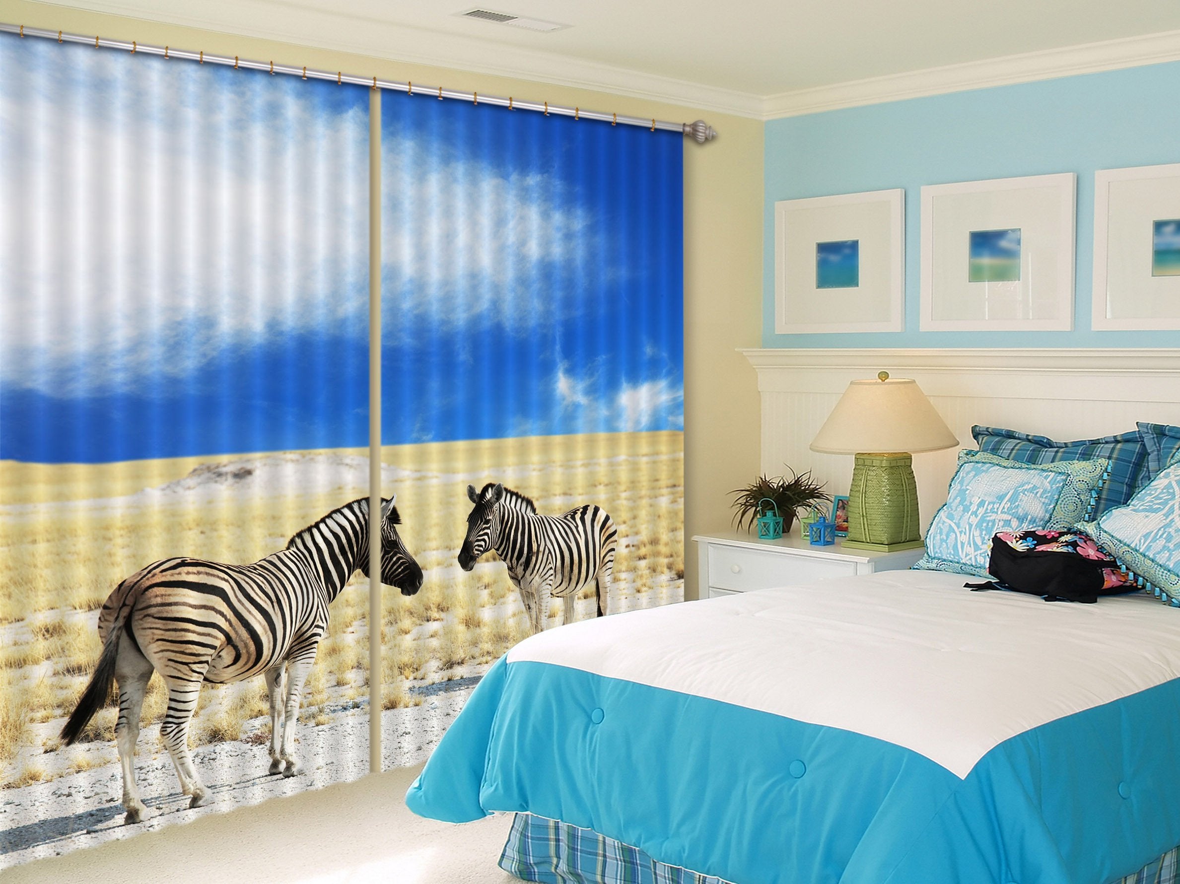 3D Wilderness Zebras 48 Curtains Drapes Wallpaper AJ Wallpaper 