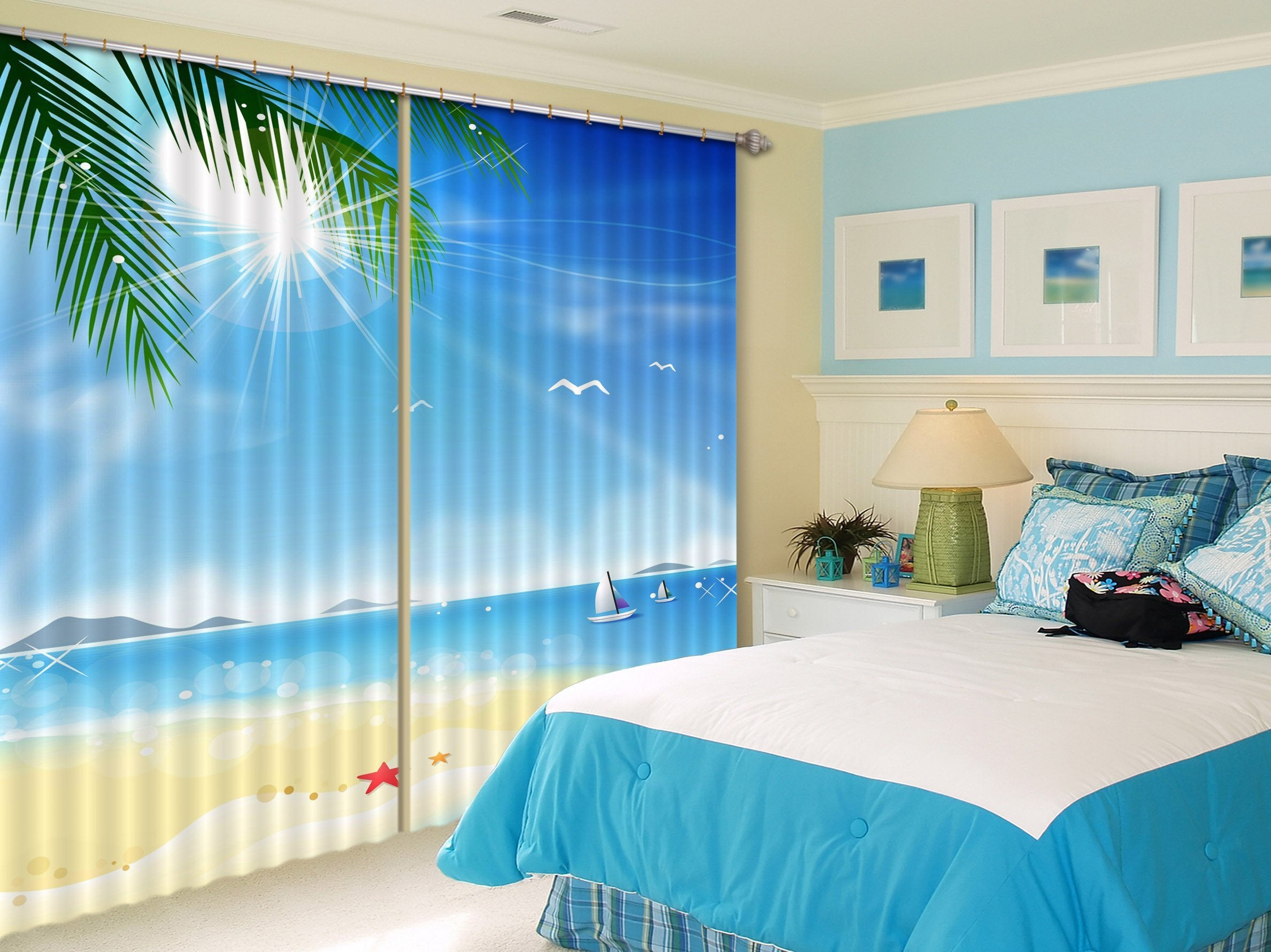 3D Shiny Sea 251 Curtains Drapes Wallpaper AJ Wallpaper 