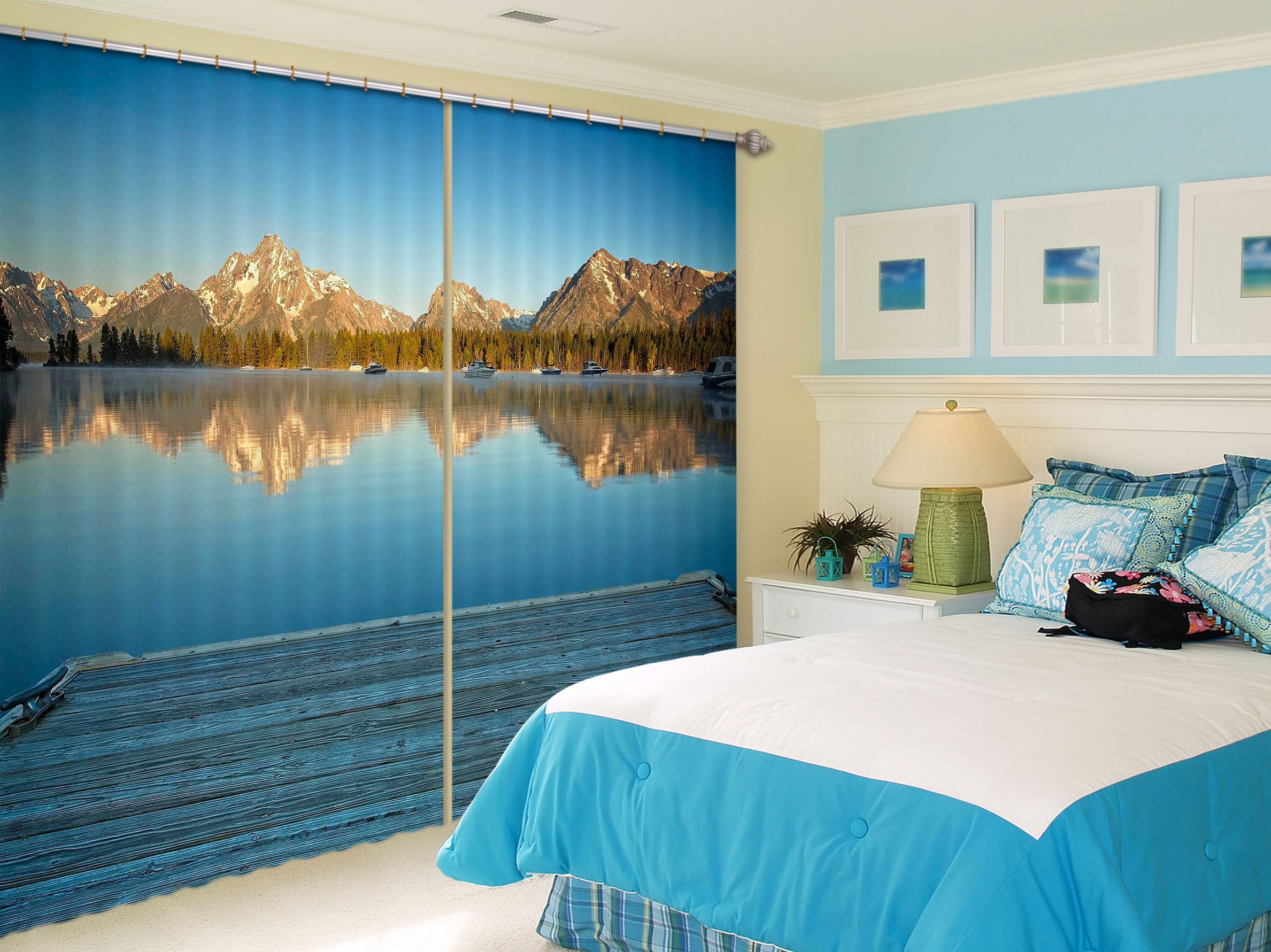 3D Boat Dock 047 Kathy Barefield Curtain Curtains Drapes