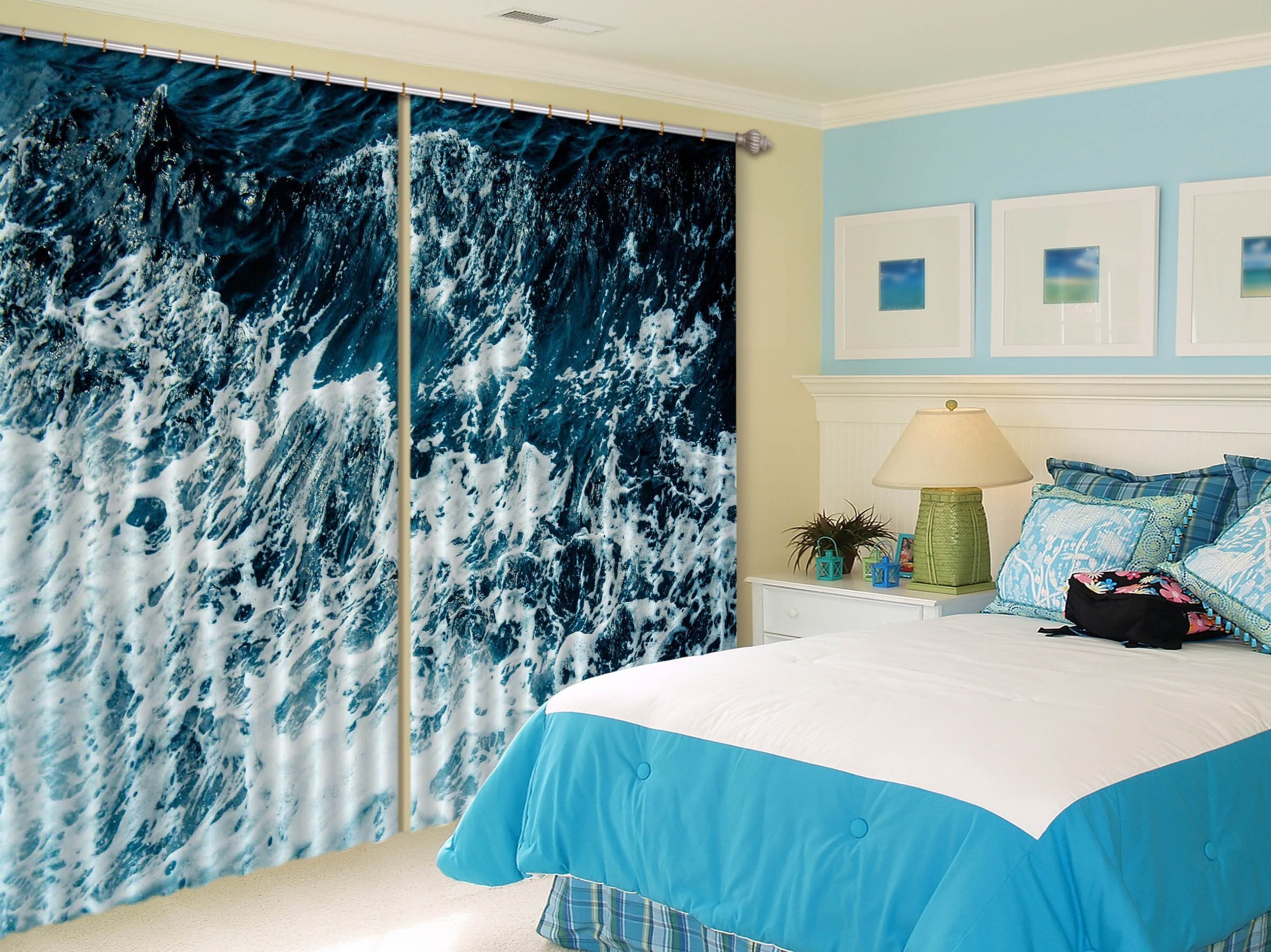 3D Turbulent Sea Foams 358 Curtains Drapes Wallpaper AJ Wallpaper 