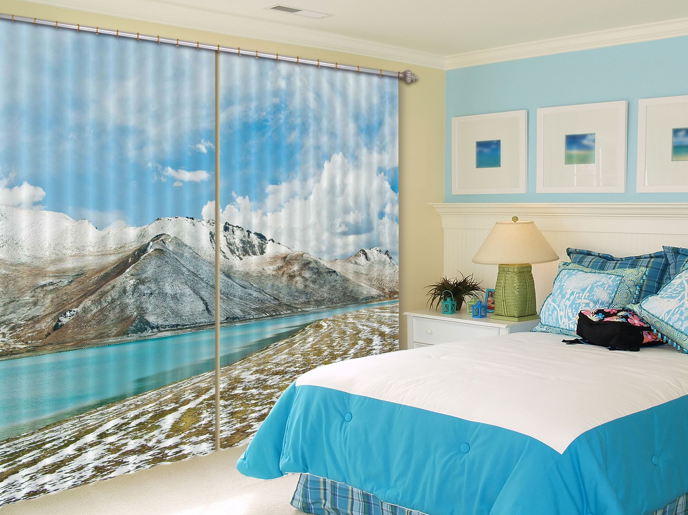 3D Snow Mountain River 433 Beach Curtains Drapes Wallpaper AJ Wallpaper 