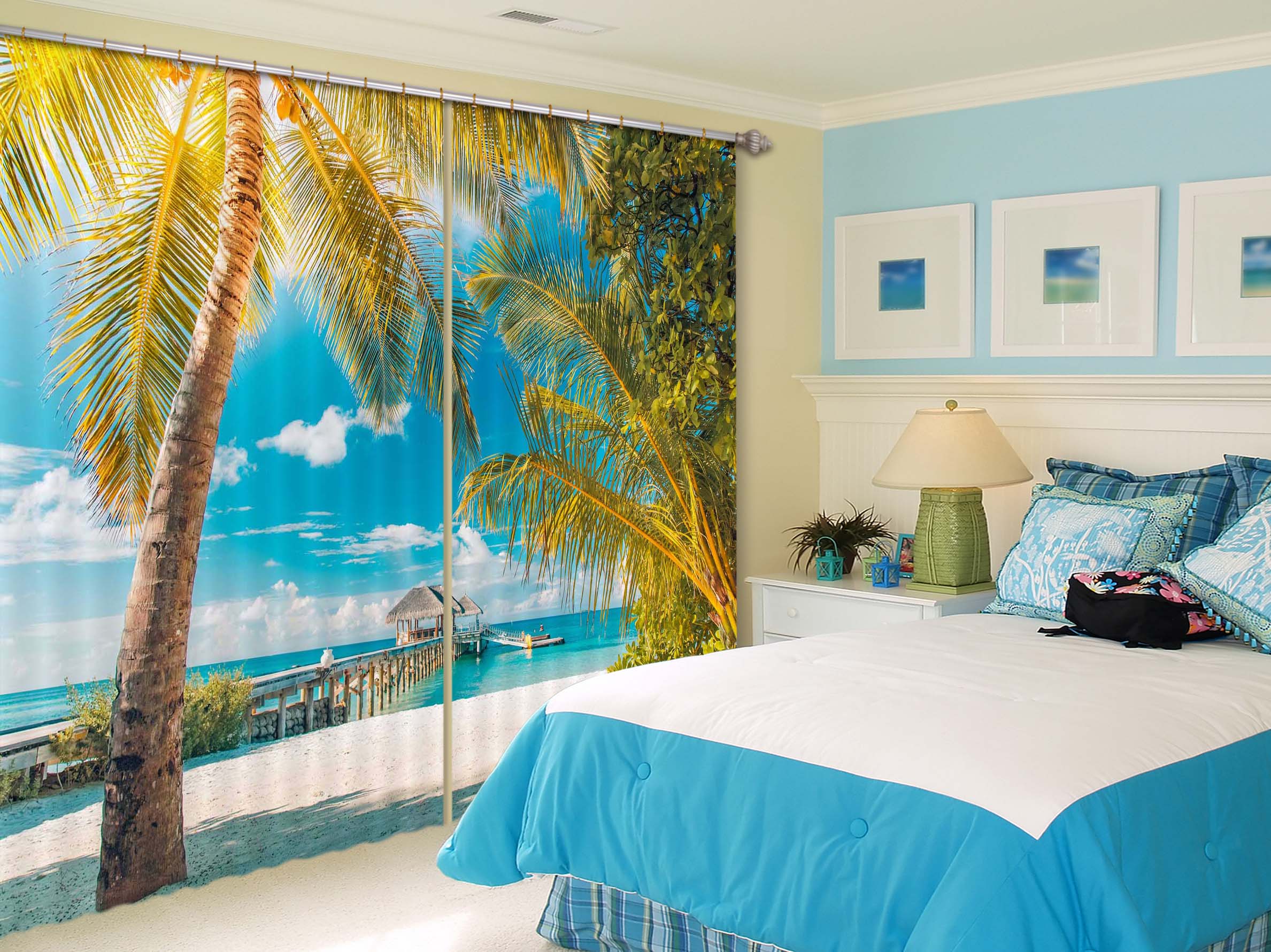 3D Coconut Palm Tree 114 Curtains Drapes