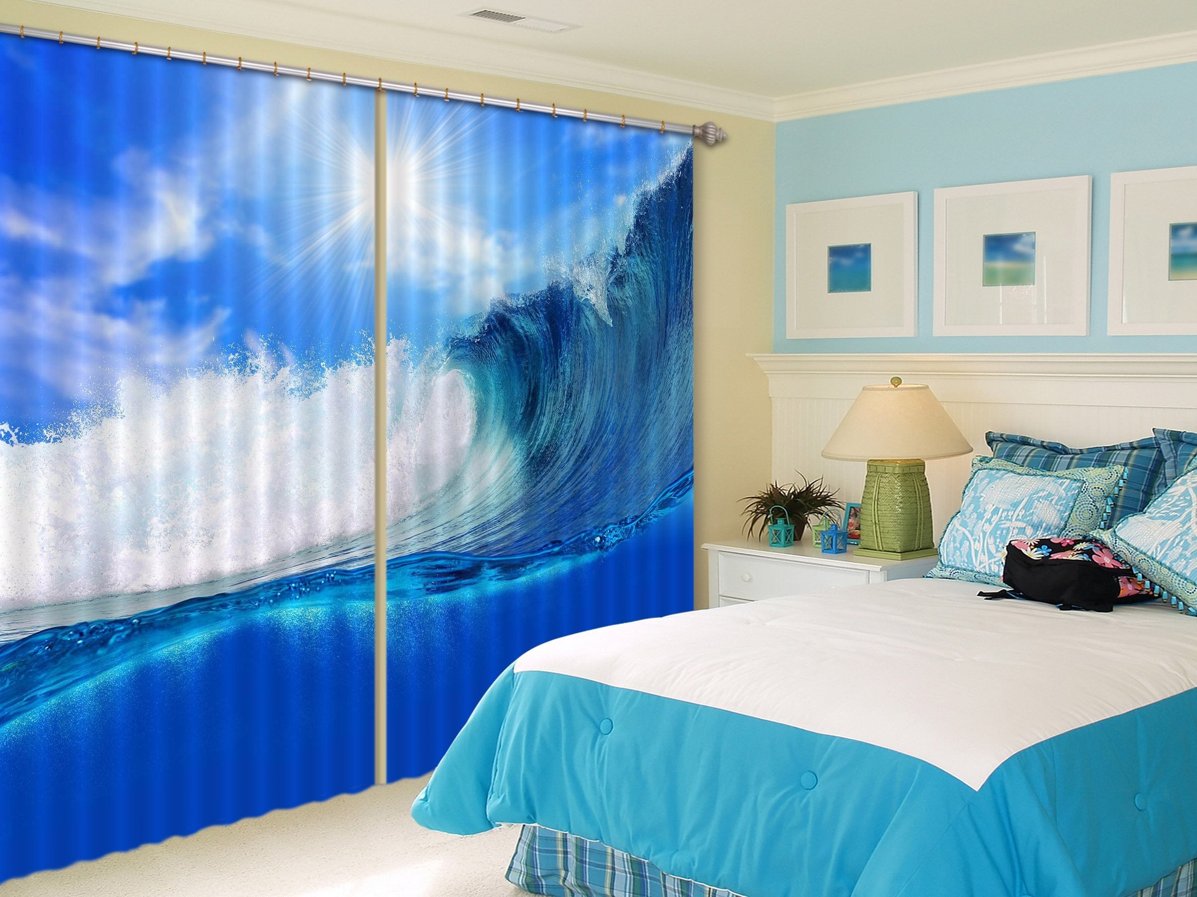 3D Sea Huge Wave 23 Curtains Drapes Wallpaper AJ Wallpaper 