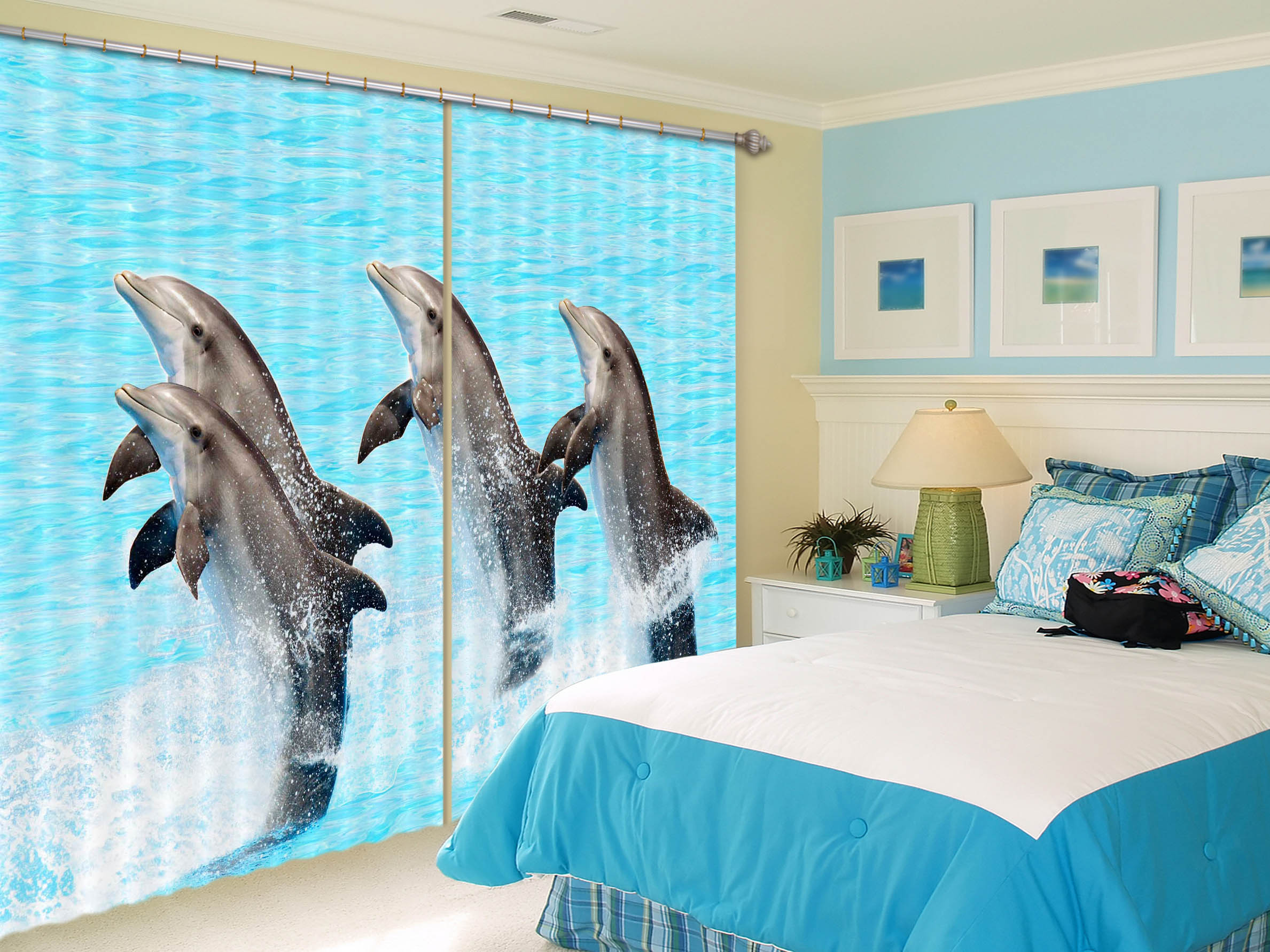 3D Dolphin Play 705 Curtains Drapes