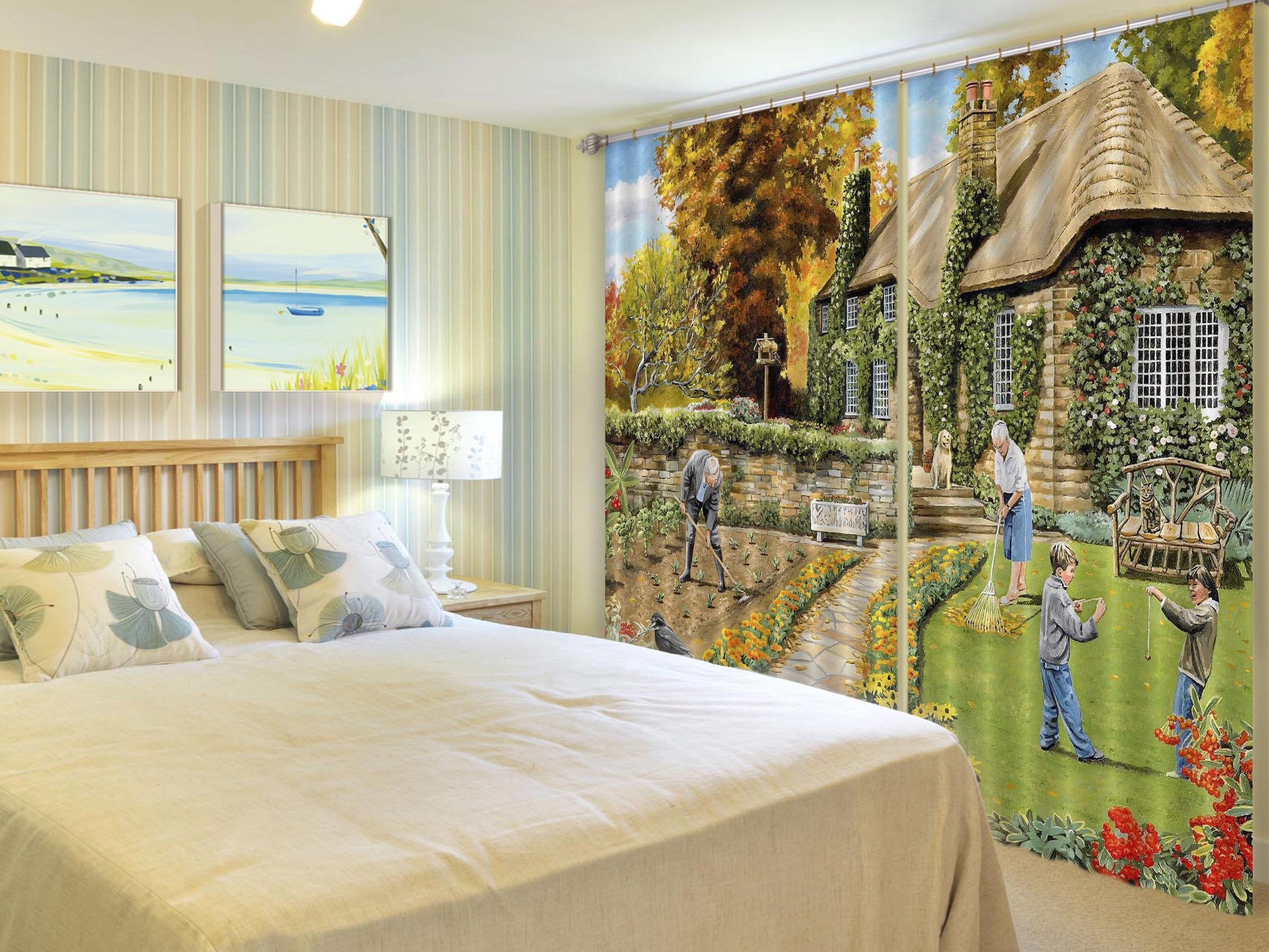 3D Autumn Garden 045 Trevor Mitchell Curtain Curtains Drapes Wallpaper AJ Wallpaper 