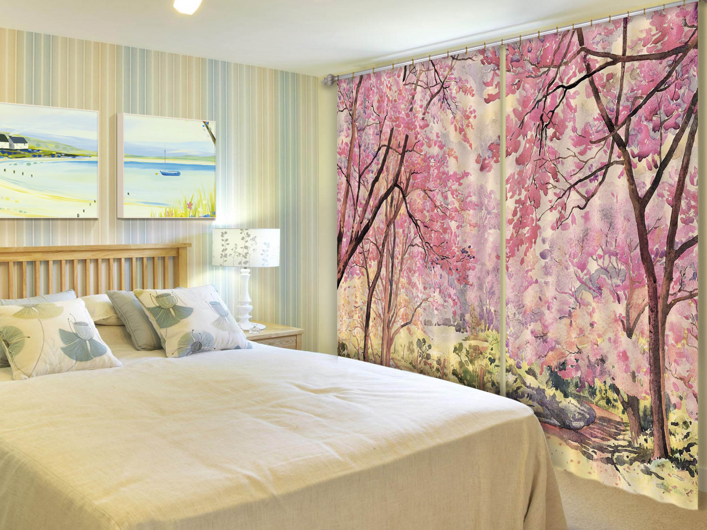 3D Peach Blossom Forest 119 Curtains Drapes