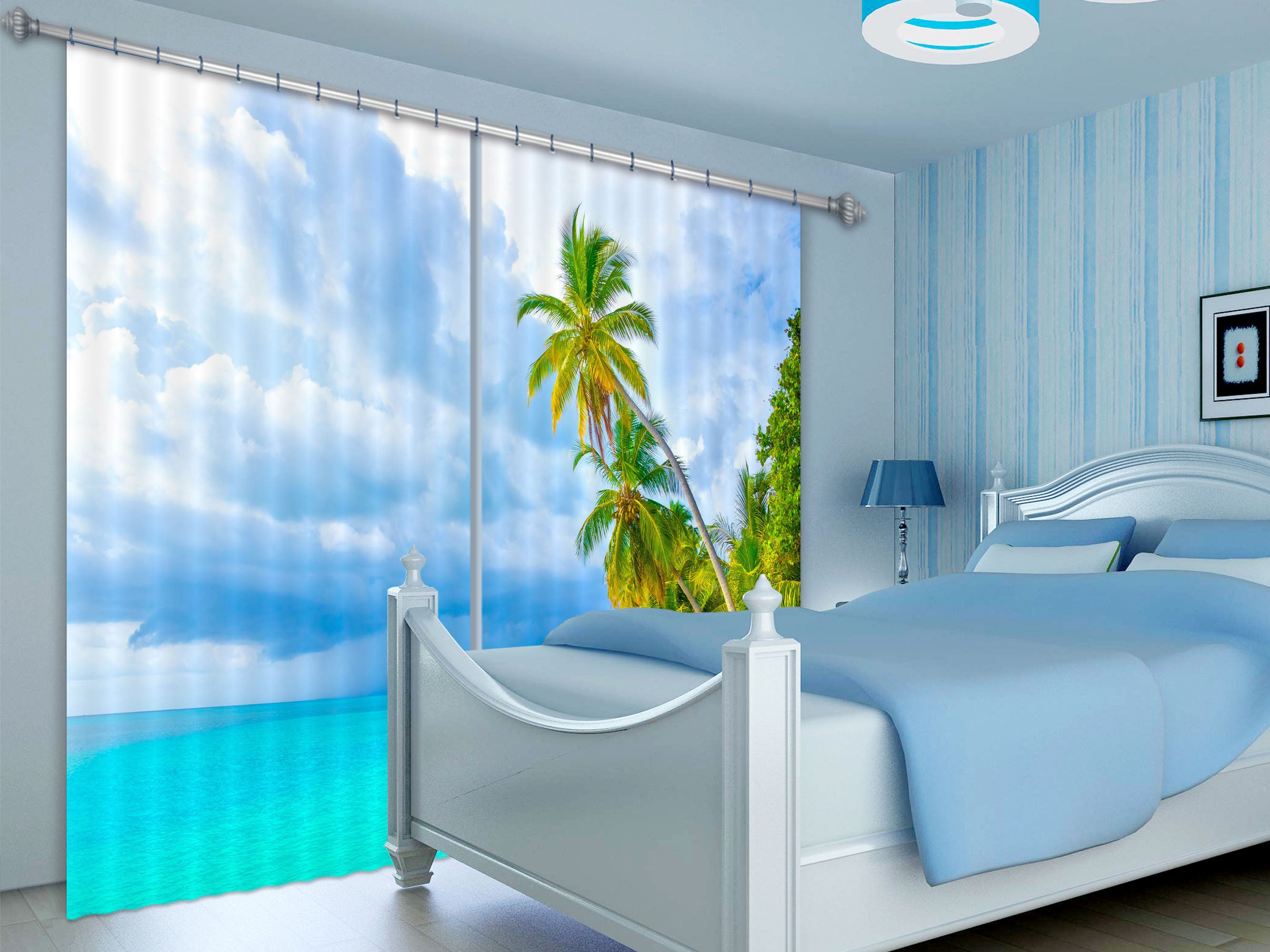 3D Blue Sea 112 Curtains Drapes