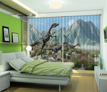 3D Mountain Dinosaur 137 Curtains Drapes Curtains AJ Creativity Home 