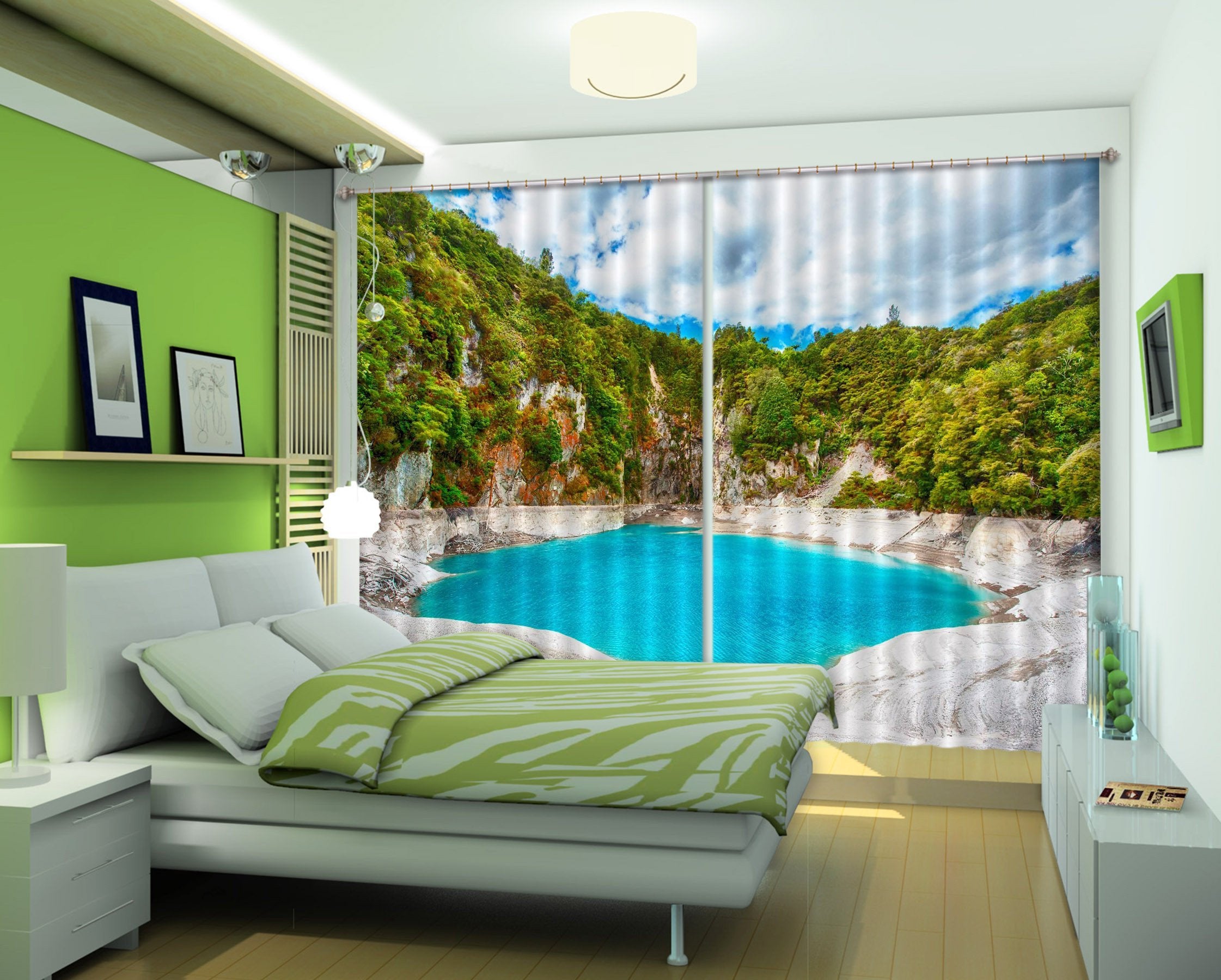 3D Pretty Lake 01 Curtains Drapes Wallpaper AJ Wallpaper 