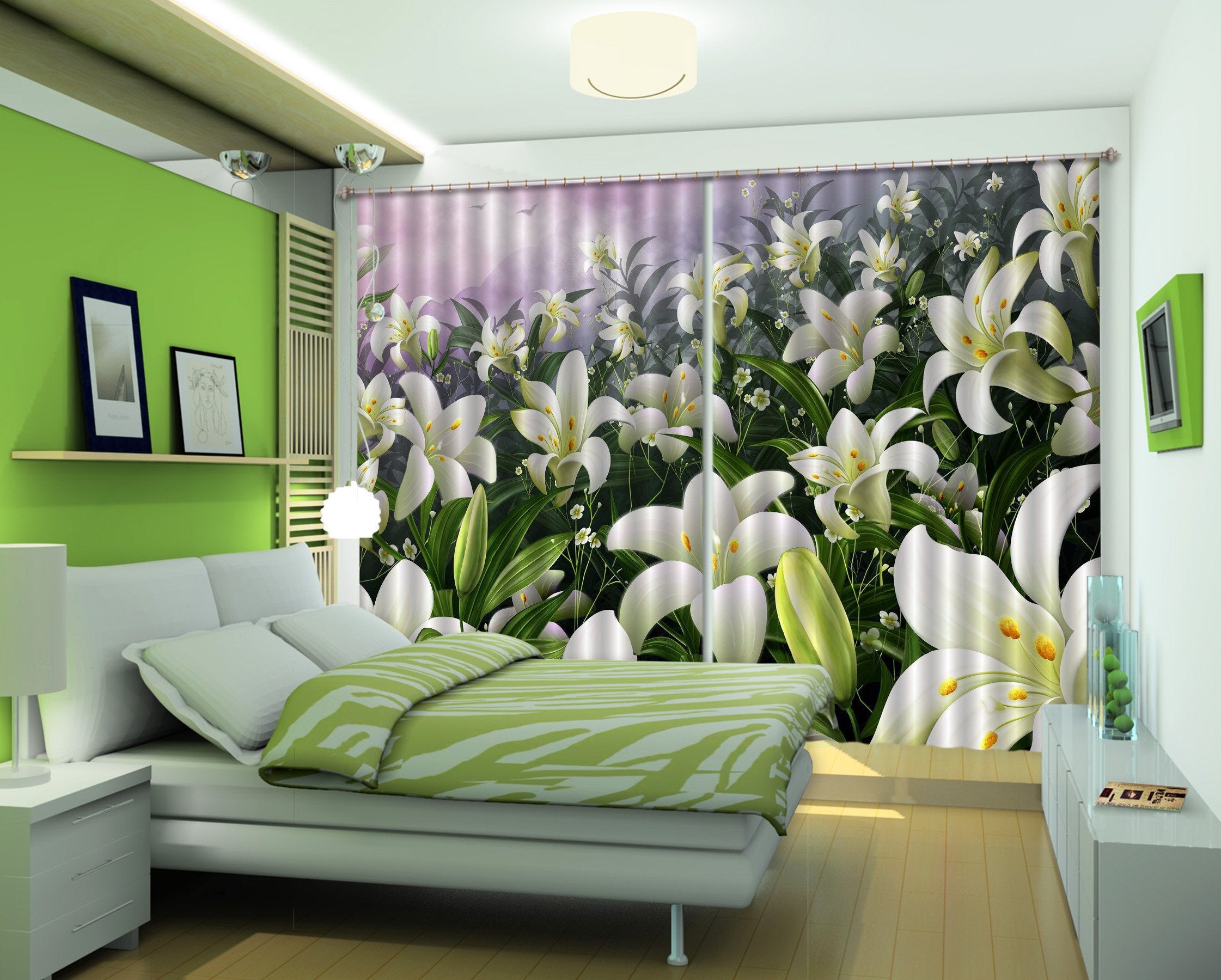 3D Lush Lilies 150 Curtains Drapes Wallpaper AJ Wallpaper 