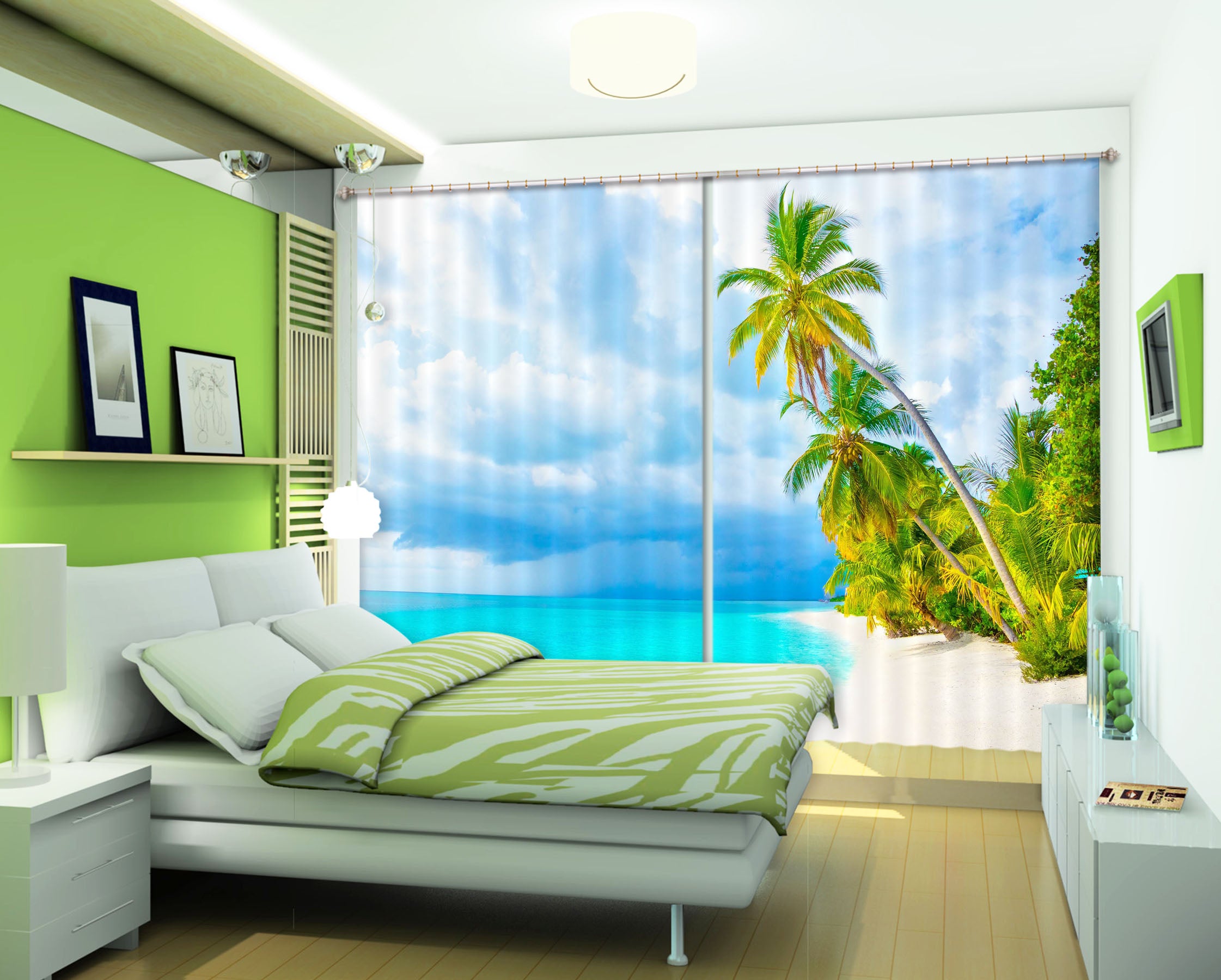 3D Blue Sea 112 Curtains Drapes