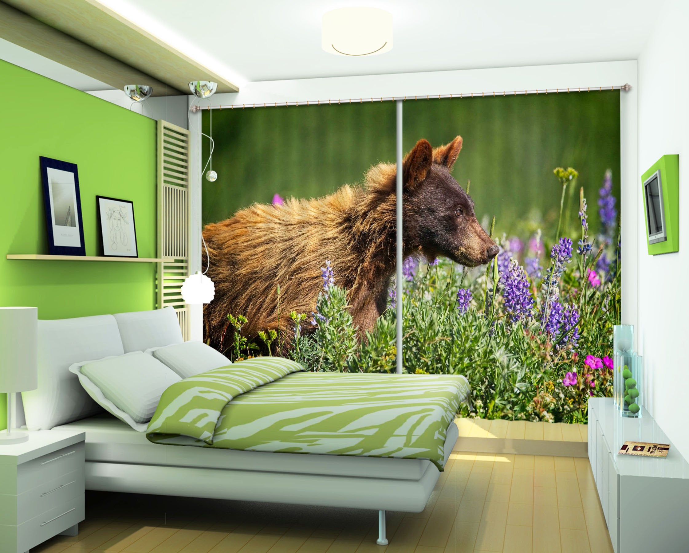 3D Bear Cub 043 Kathy Barefield Curtain Curtains Drapes Wallpaper AJ Wallpaper 